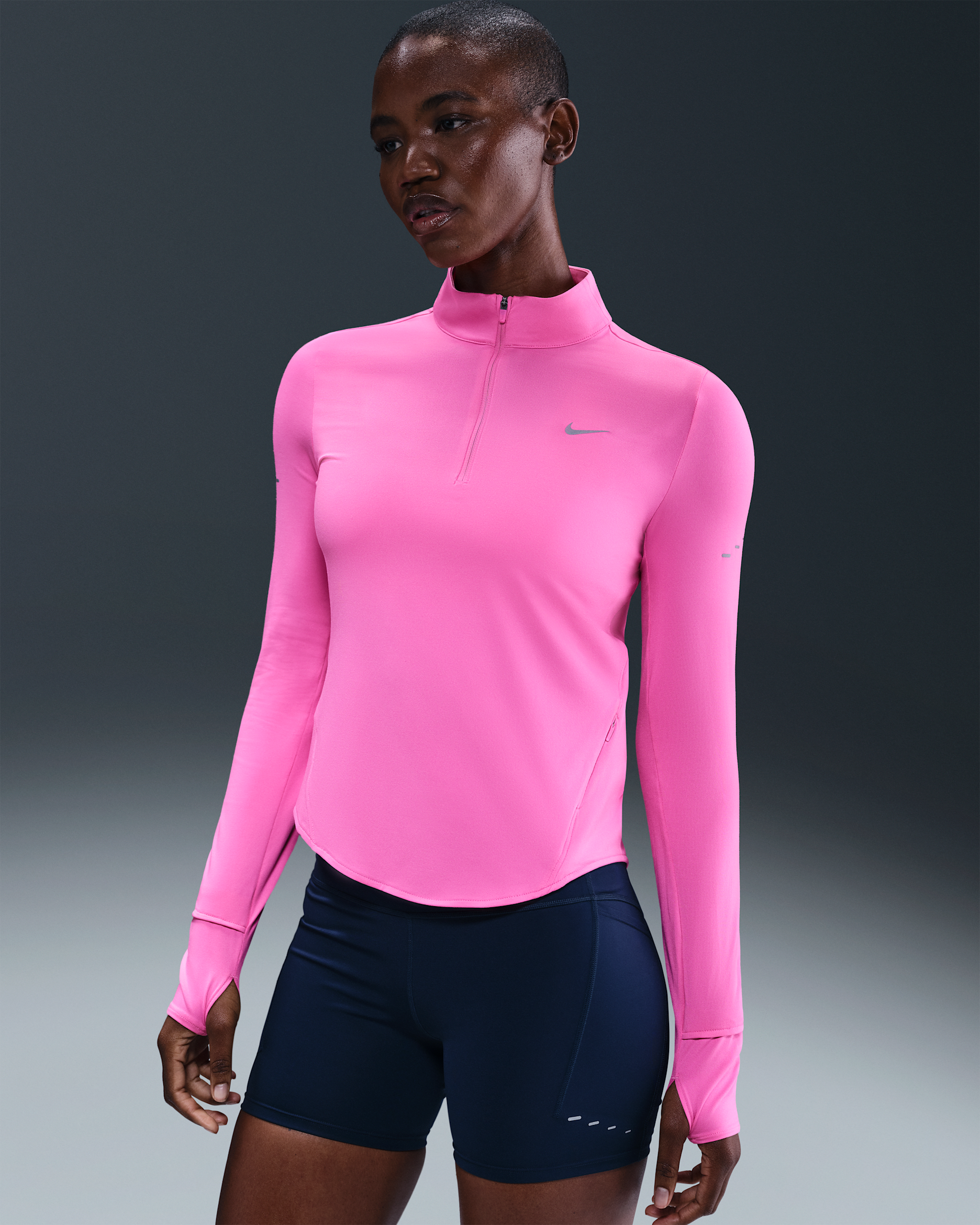 Nike Swift Camiseta de running Dri-FIT con cremallera de 1/4 y protección UV - Mujer - Playful Pink