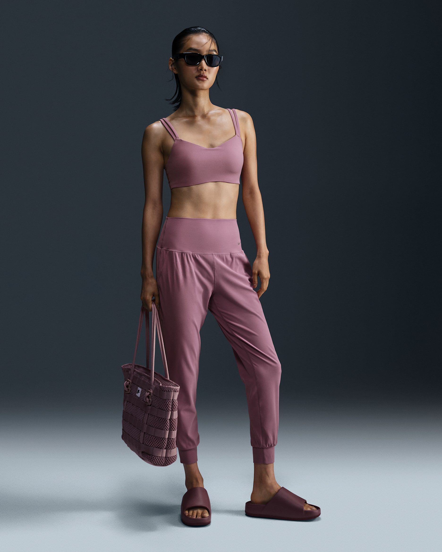 Nike Zenvy Women's Dri-FIT High-Waisted Joggers - Plum Dust/Black