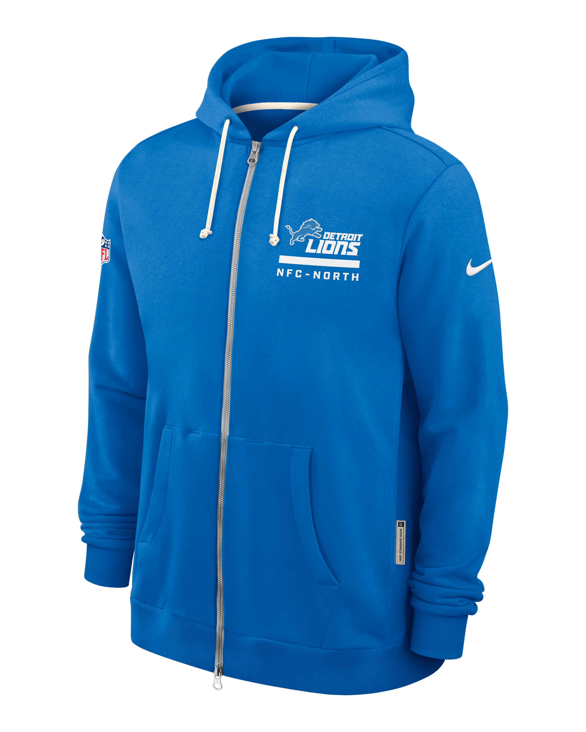 Sudadera con gorro Nike Dri-FIT de la NFL de cierre completo para hombre Detroit Lions Utility Player Sideline - Azul