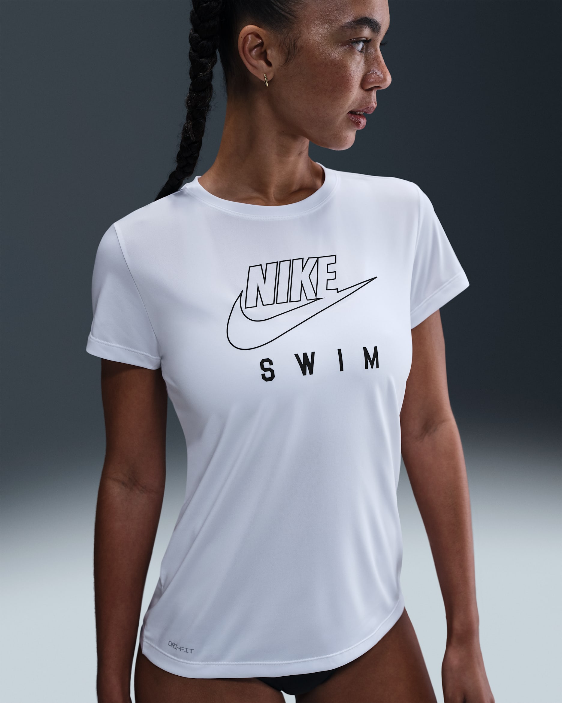 Nike Swim Swoosh Hydroguard Women's Short-Sleeve Top - White