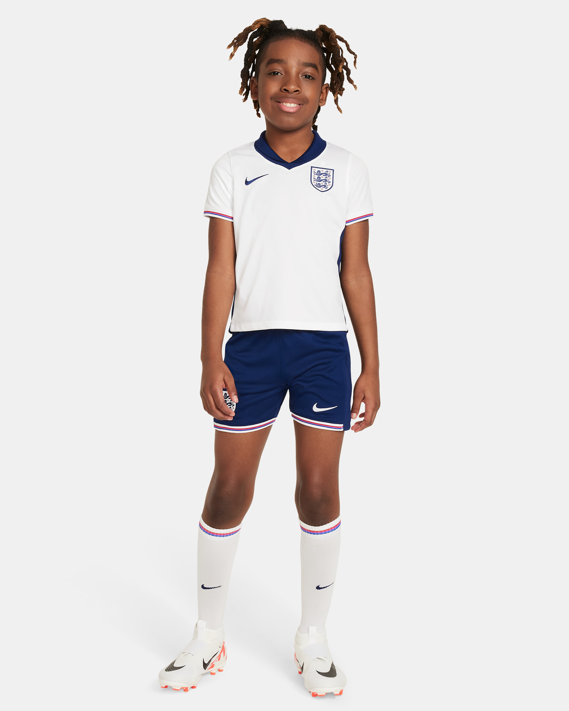 England 2024/25 Stadium Home Nike Football Replica-sæt i tre dele til mindre børn - hvid/Blue Void