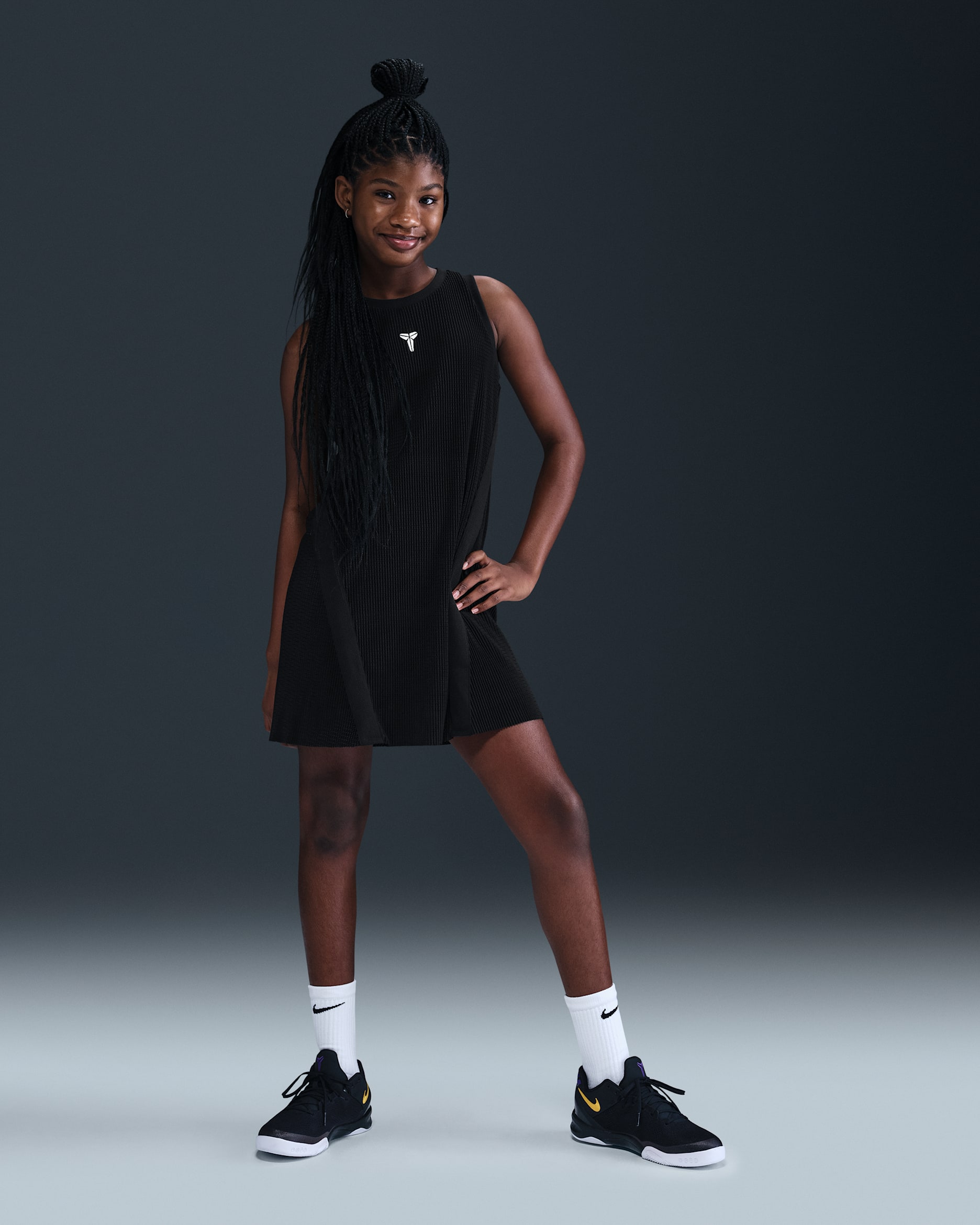 Kobe Big Kids' (Girls') Pleated Dress - Black/White