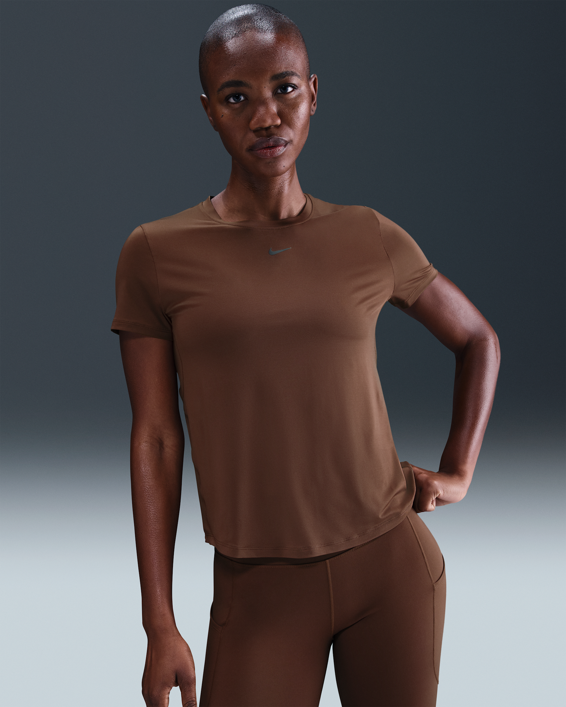 Nike One Classic Women's Dri-FIT Short-Sleeve Top - Fauna Brown/White