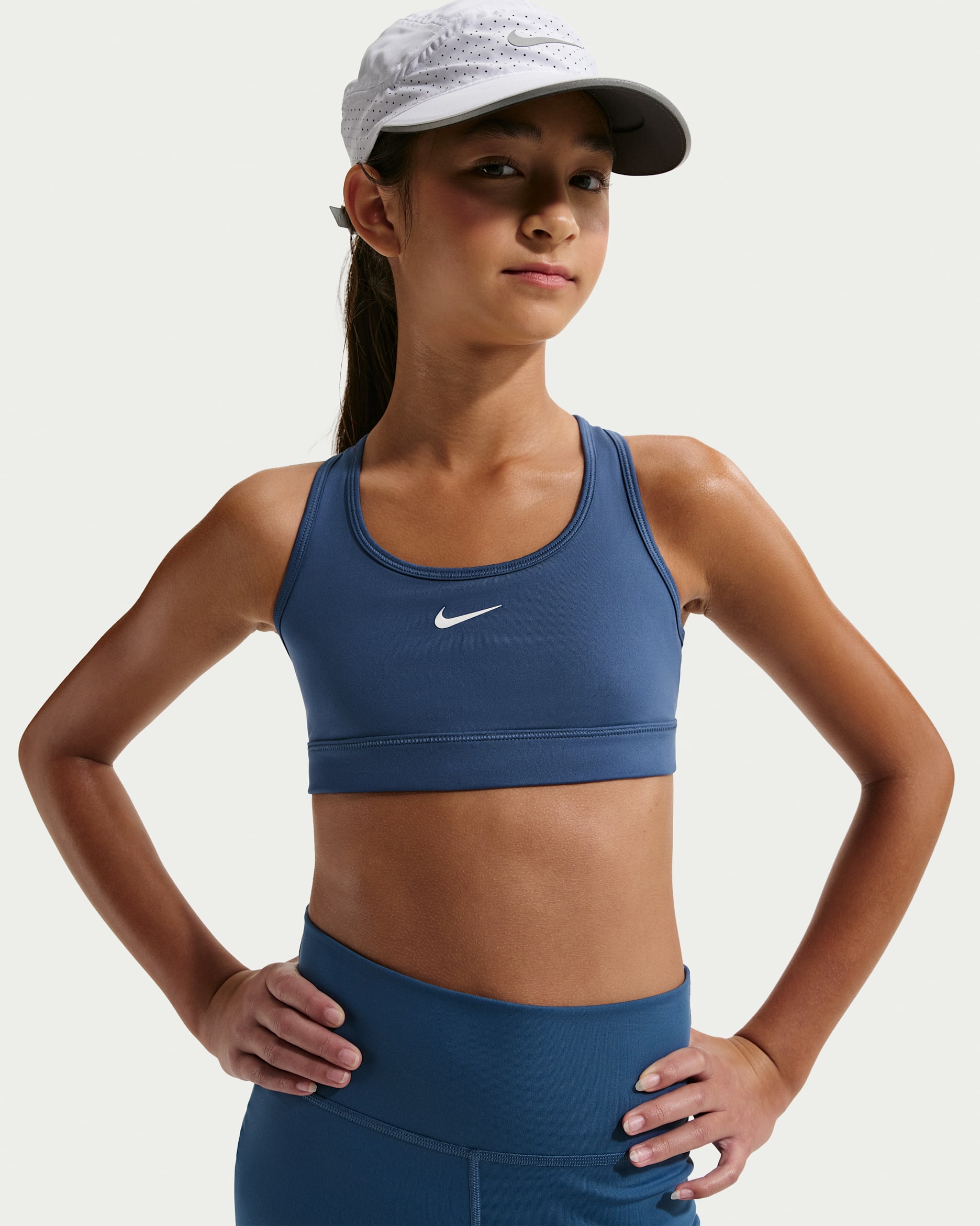 Nike Swoosh Kız Çocuk Spor Sütyeni - Mystic Navy/Beyaz