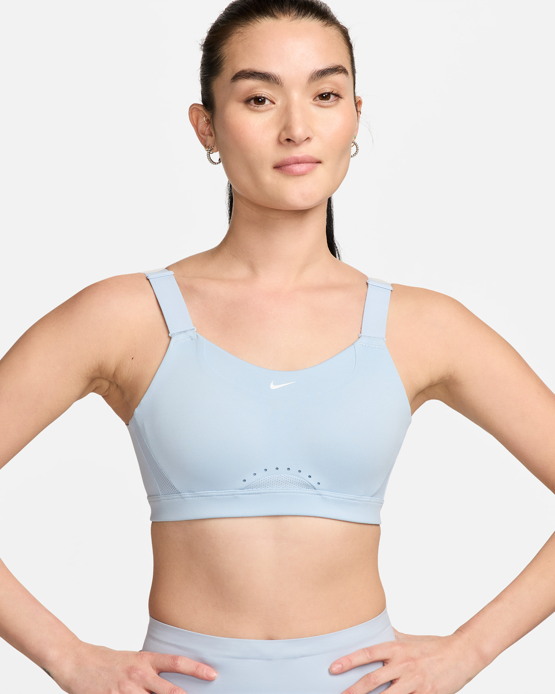 Nike Alpha 女款高度支撐型襯墊運動內衣 - Light Armory Blue/白色