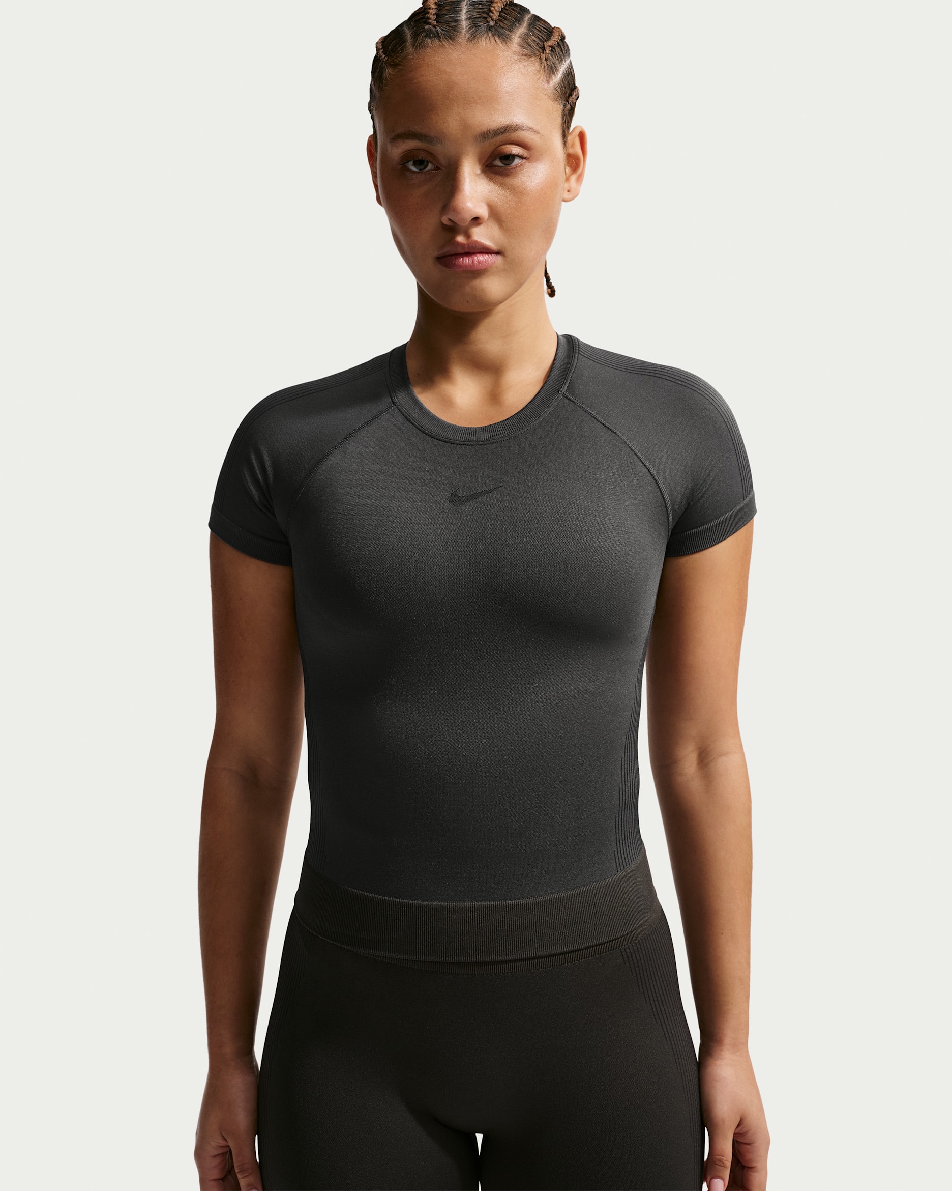 Playera Dri-FIT para mujer Nike Pro Seamless - Gris humo oscuro