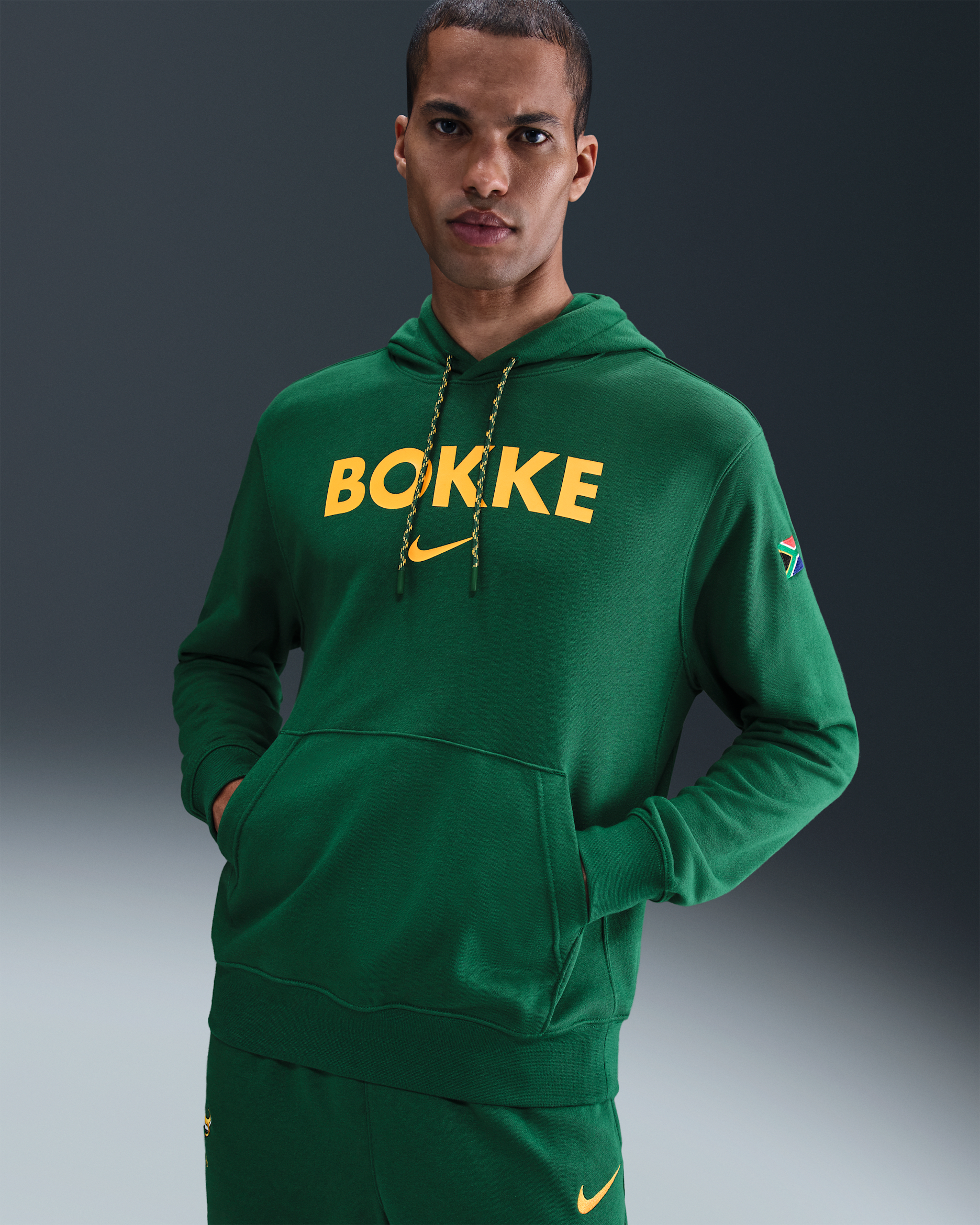 Springboks Unisex Nike Rugby Pullover Hoodie - Gorge Green/University Gold