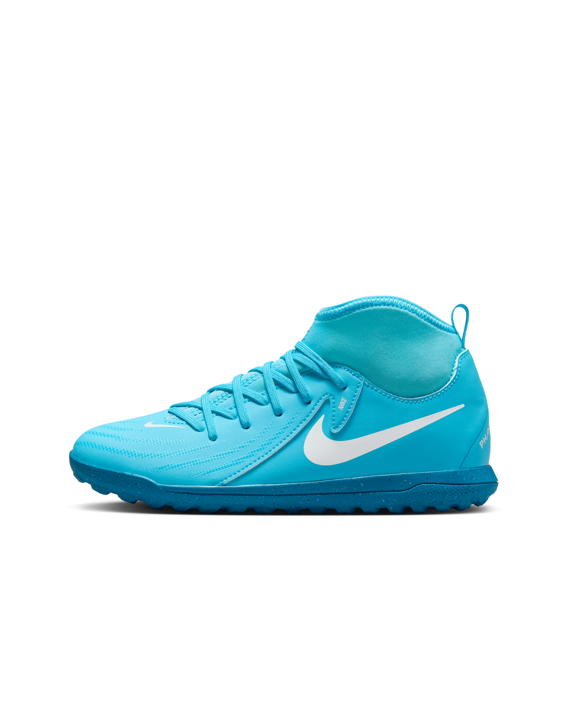 Nike Jr. Phantom Luna 2 Club Younger/Older Kids' TF High-Top Football Shoes - Blue Fury/White