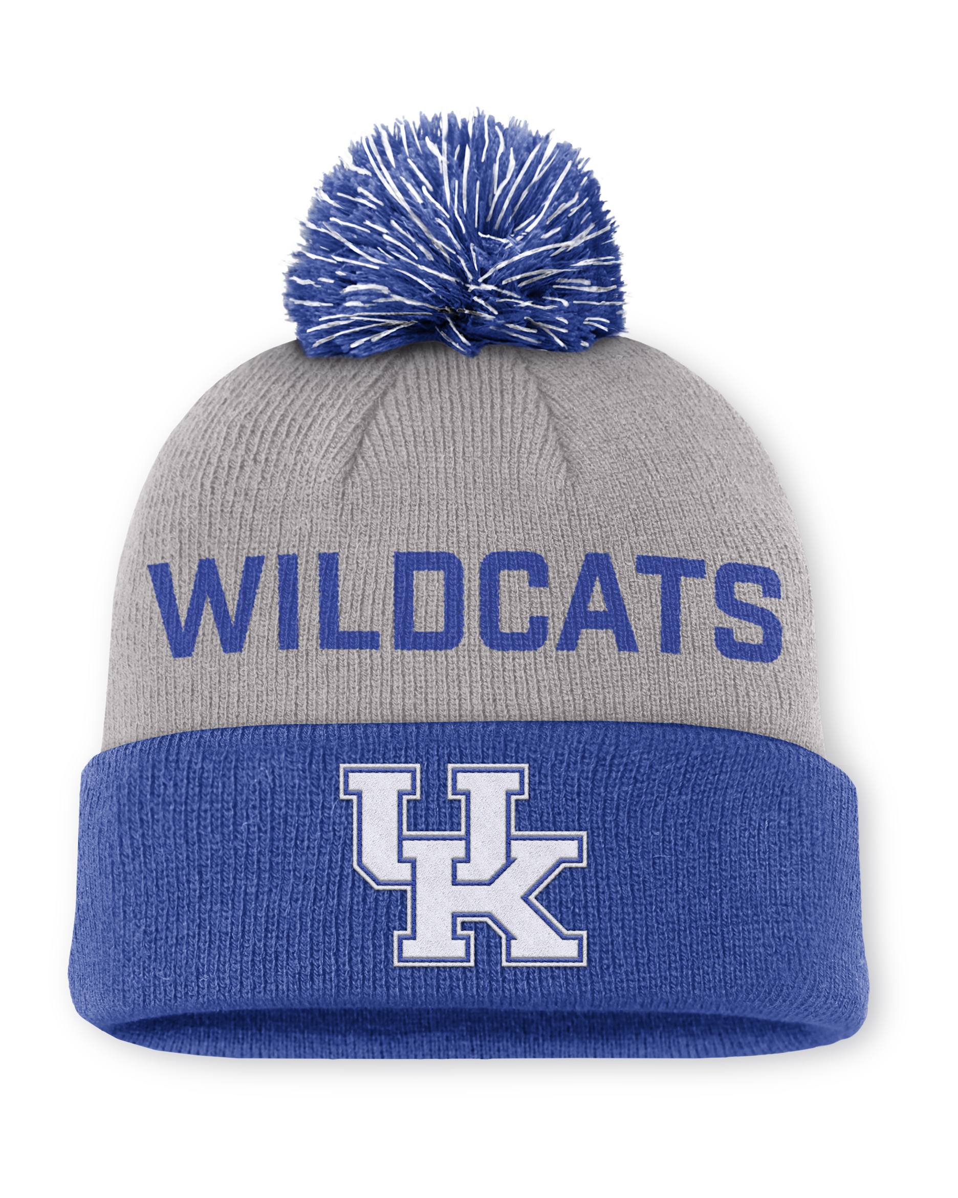 Kentucky Primetime Peak Men's Nike College Cuffed Pom Beanie - Grey