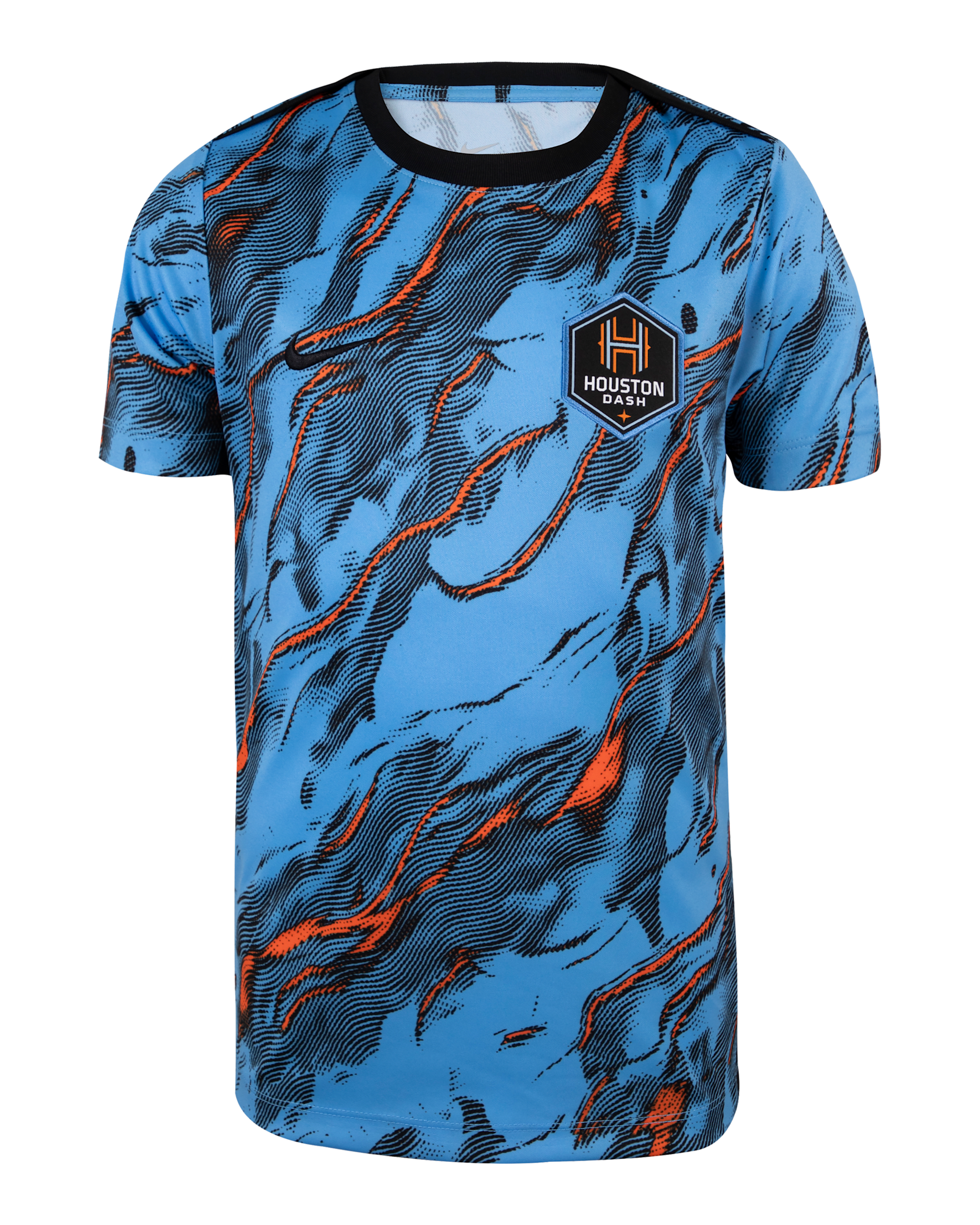 Houston Dash 2025 Big Kids' Nike NWSL Short-Sleeve Pre-Match Top - Burgundy Crush/Gym Red