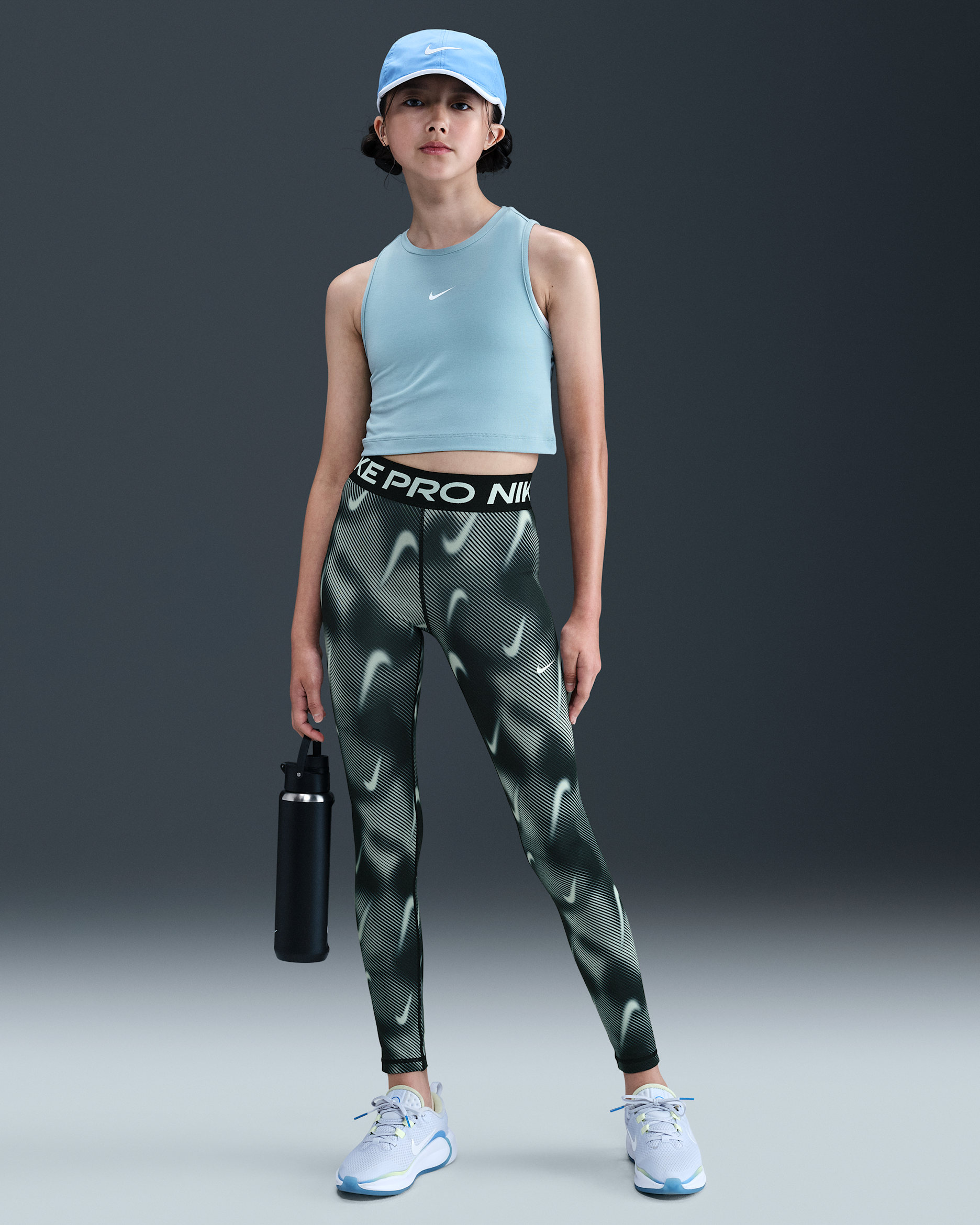 Legging taille mi-haute Nike Pro pour ado (fille) - Noir/Blanc