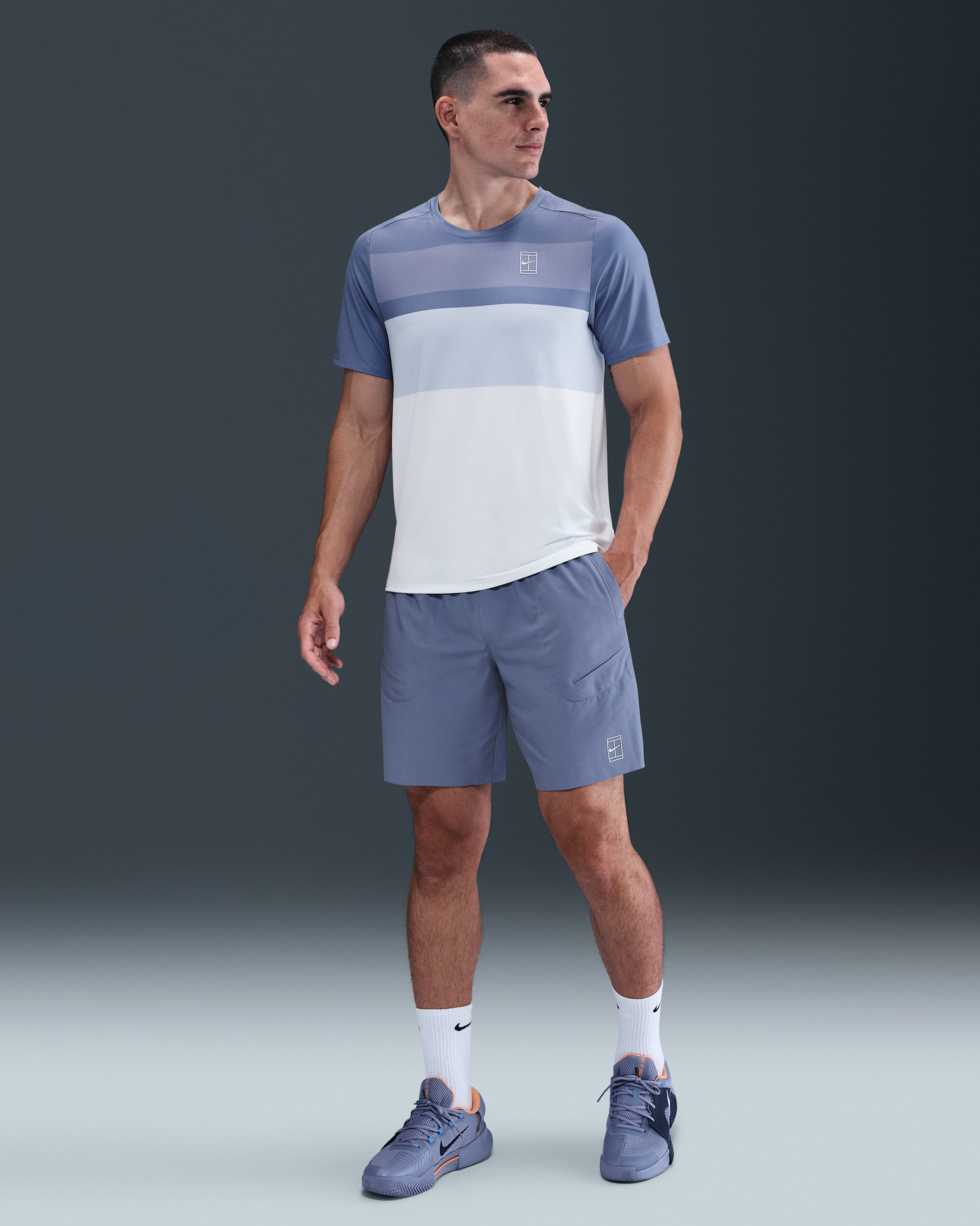 Shorts de tenis Dri-FIT de 20 cm para hombre NikeCourt Advantage - Índigo mundial/Blanco