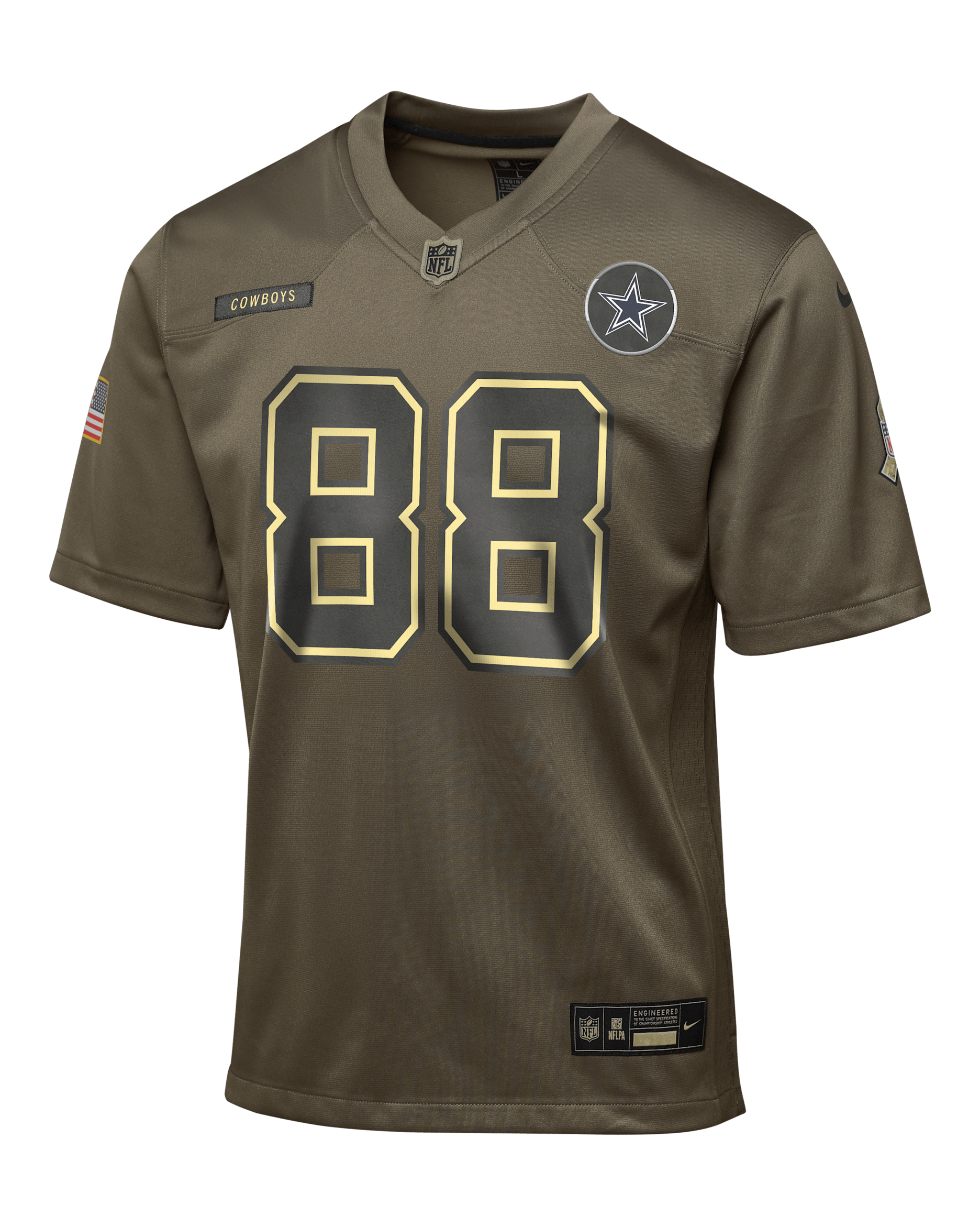 Jersey para niños talla grande Nike de la NFL Game de CeeDee Lamb de los Dallas Cowboys Salute to Service - Oliva