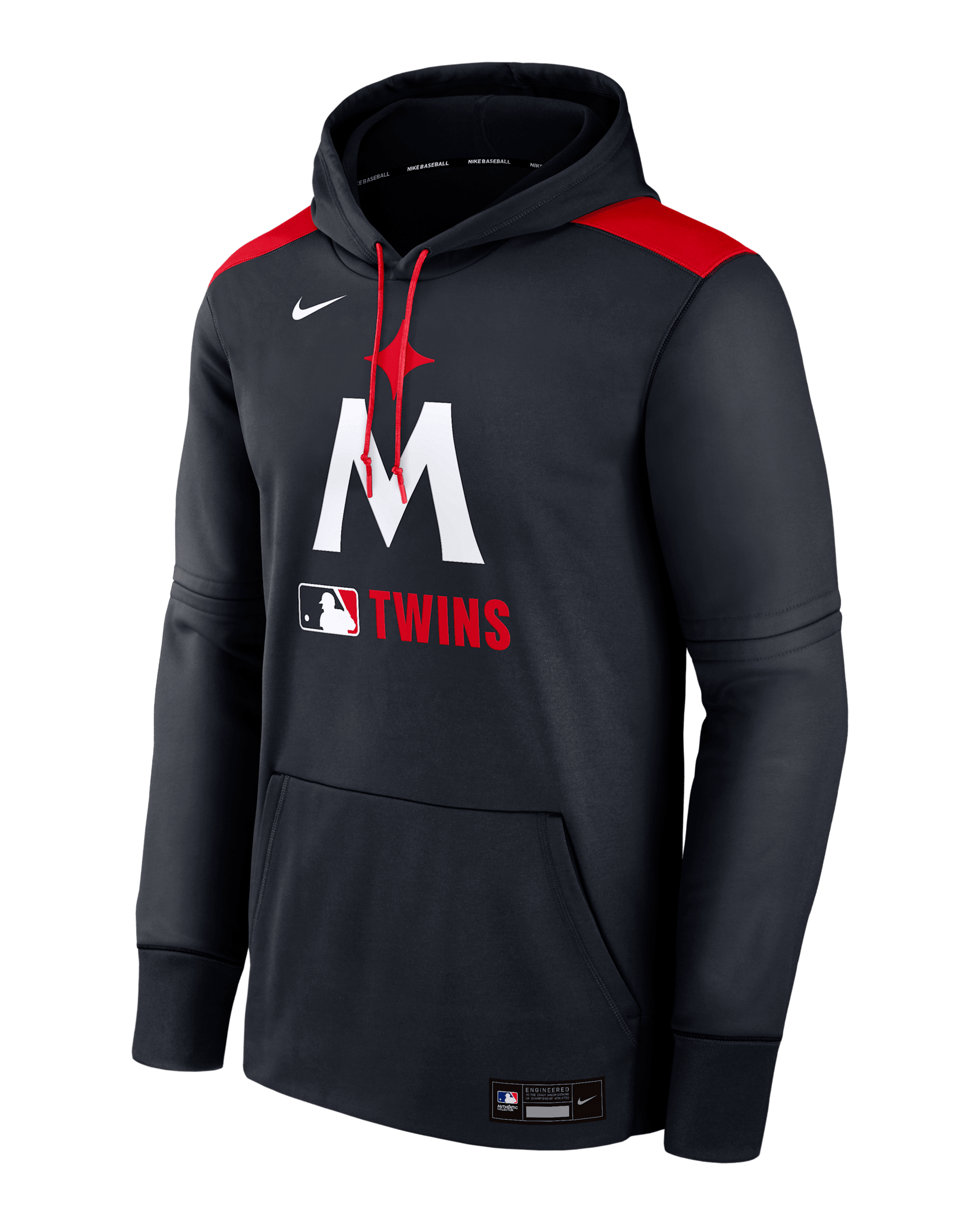 Sudadera con gorro sin cierre Nike Therma de la MLB para hombre Minnesota Twins Authentic Collection - Azul marino