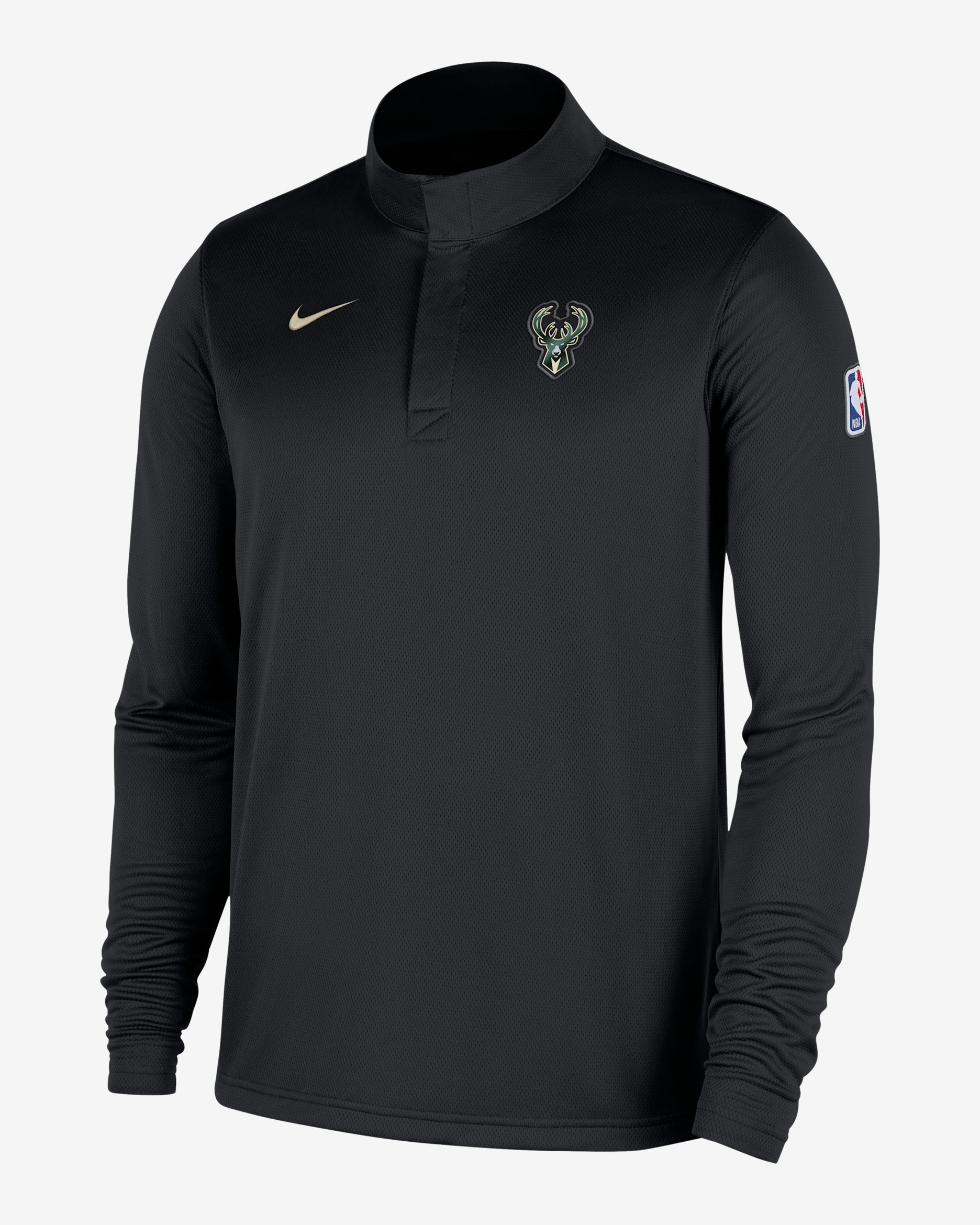 Milwaukee Bucks Men's Nike Dri-FIT NBA 1/4-Zip Long-Sleeve Top - Black/Flat Opal