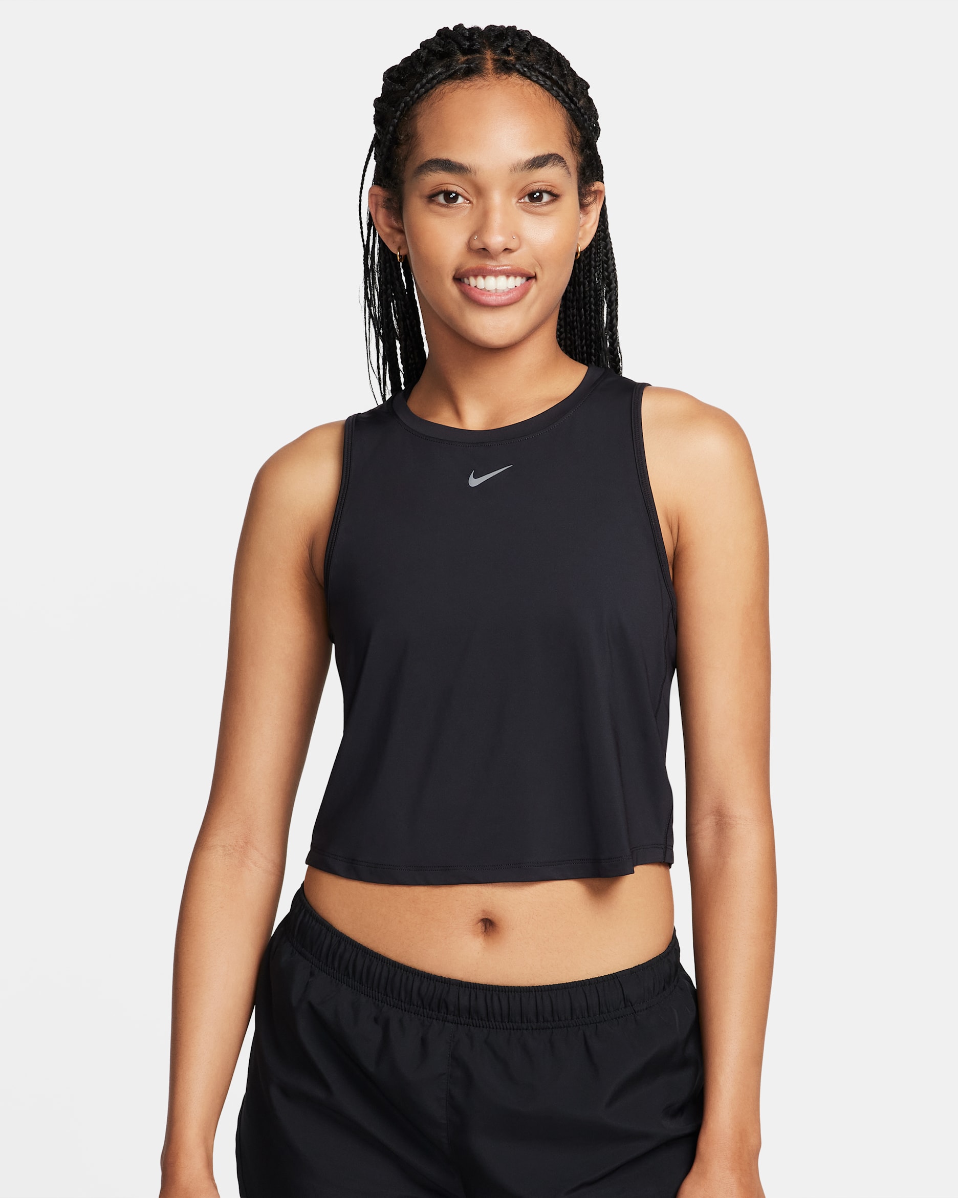 Camiseta de tirantes Dri-FIT cropped para mujer Nike One Classic - Negro/Negro