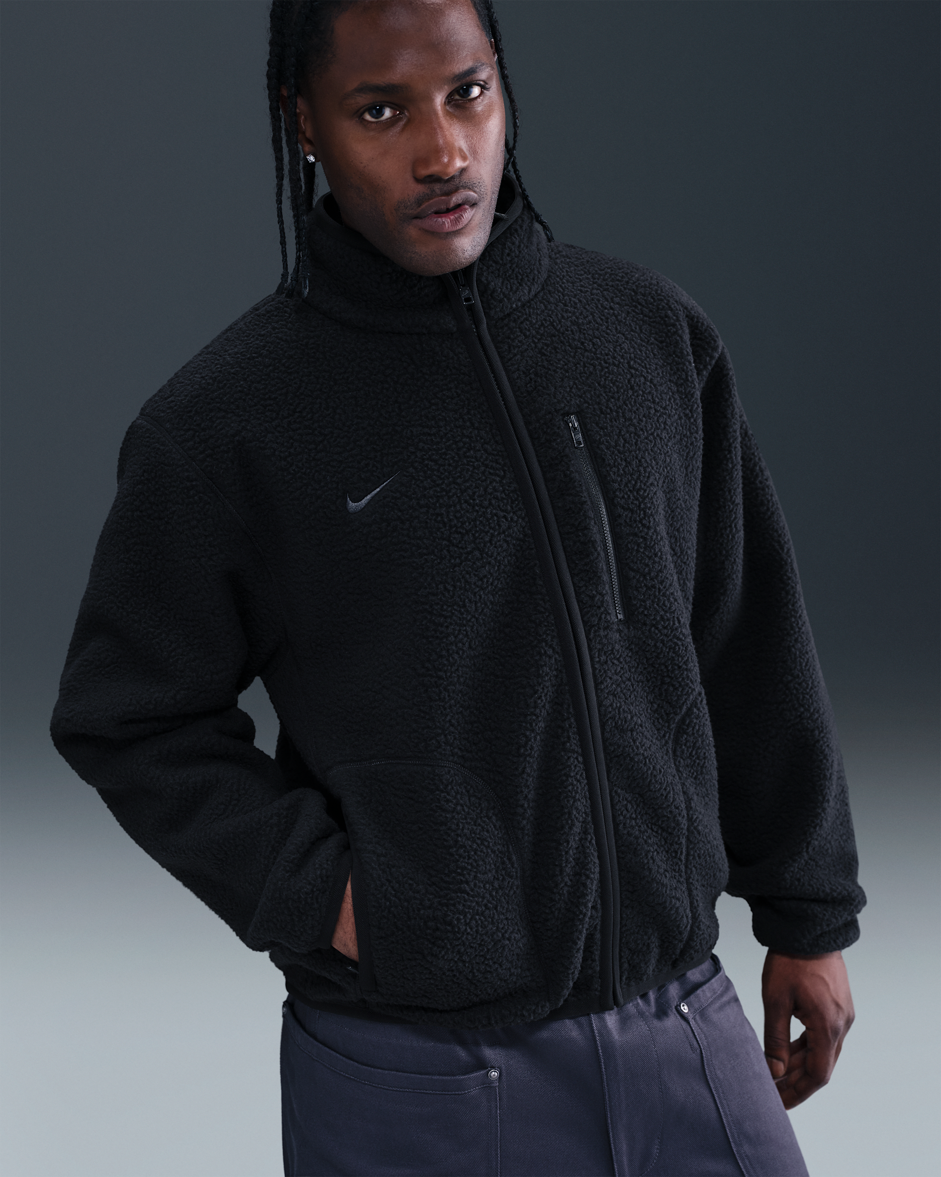 Chamarra acondicionada para el invierno para hombre Nike Sportswear Club - Negro