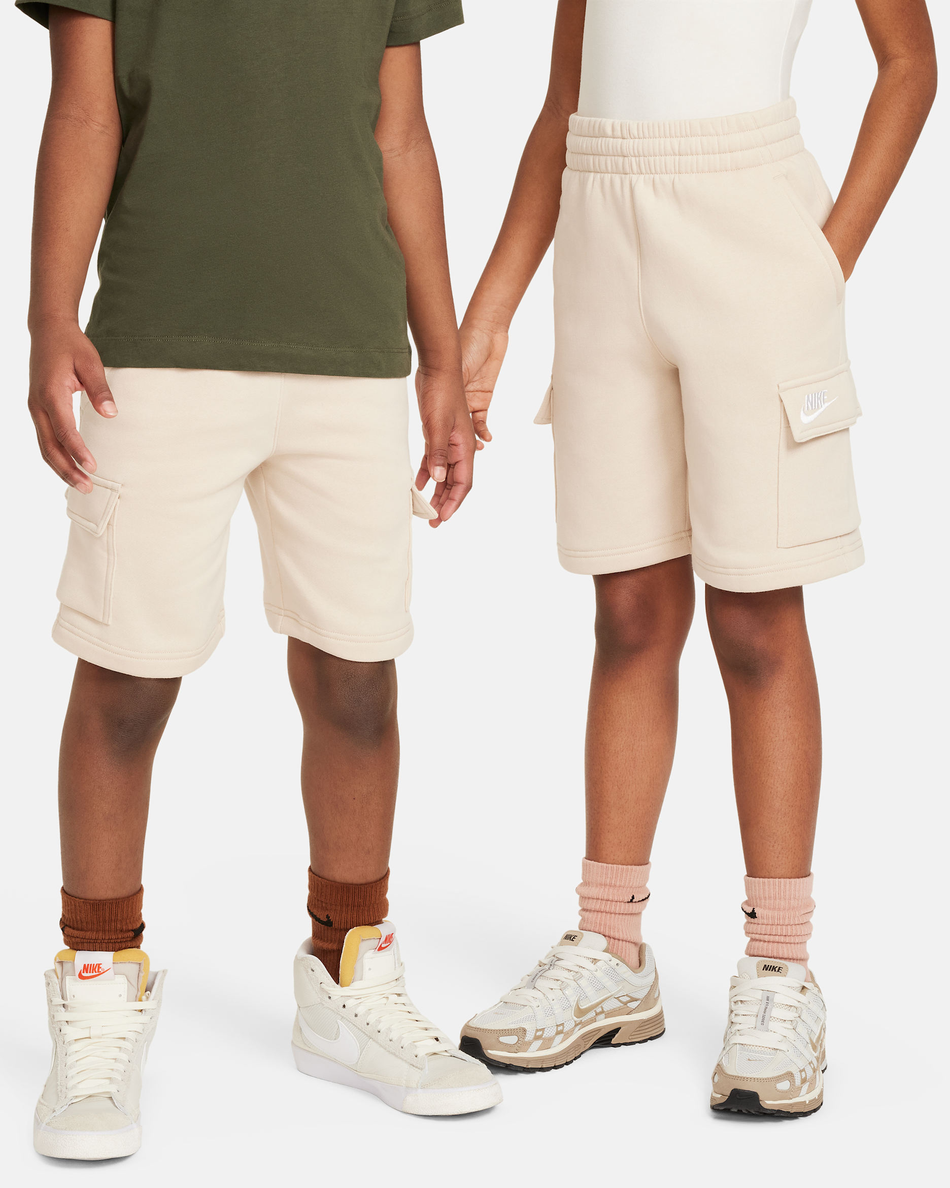 Nike Sportswear Club Fleece Big Kids' Cargo Shorts - Sanddrift/Sanddrift/White