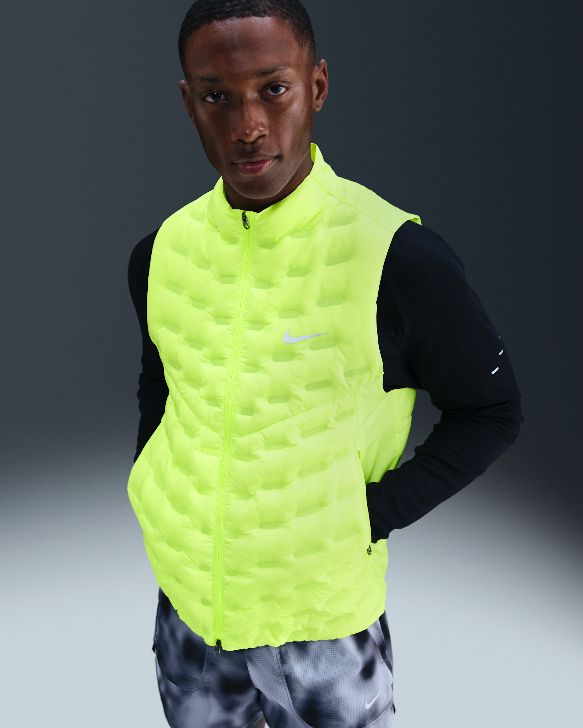 Nike Therma-FIT ADV Repel AeroLoft Men's Down Running Vest - Volt/Reflective Silver