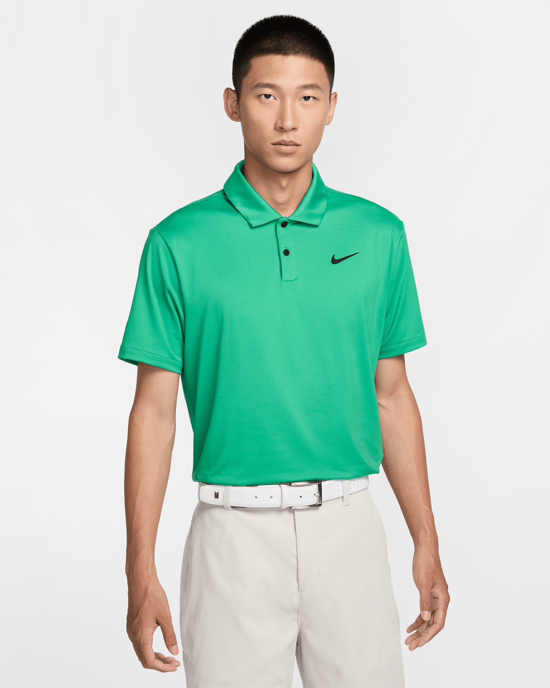 Nike Dri-FIT Tour 男款純色高爾夫球衫 - Stadium Green/黑色