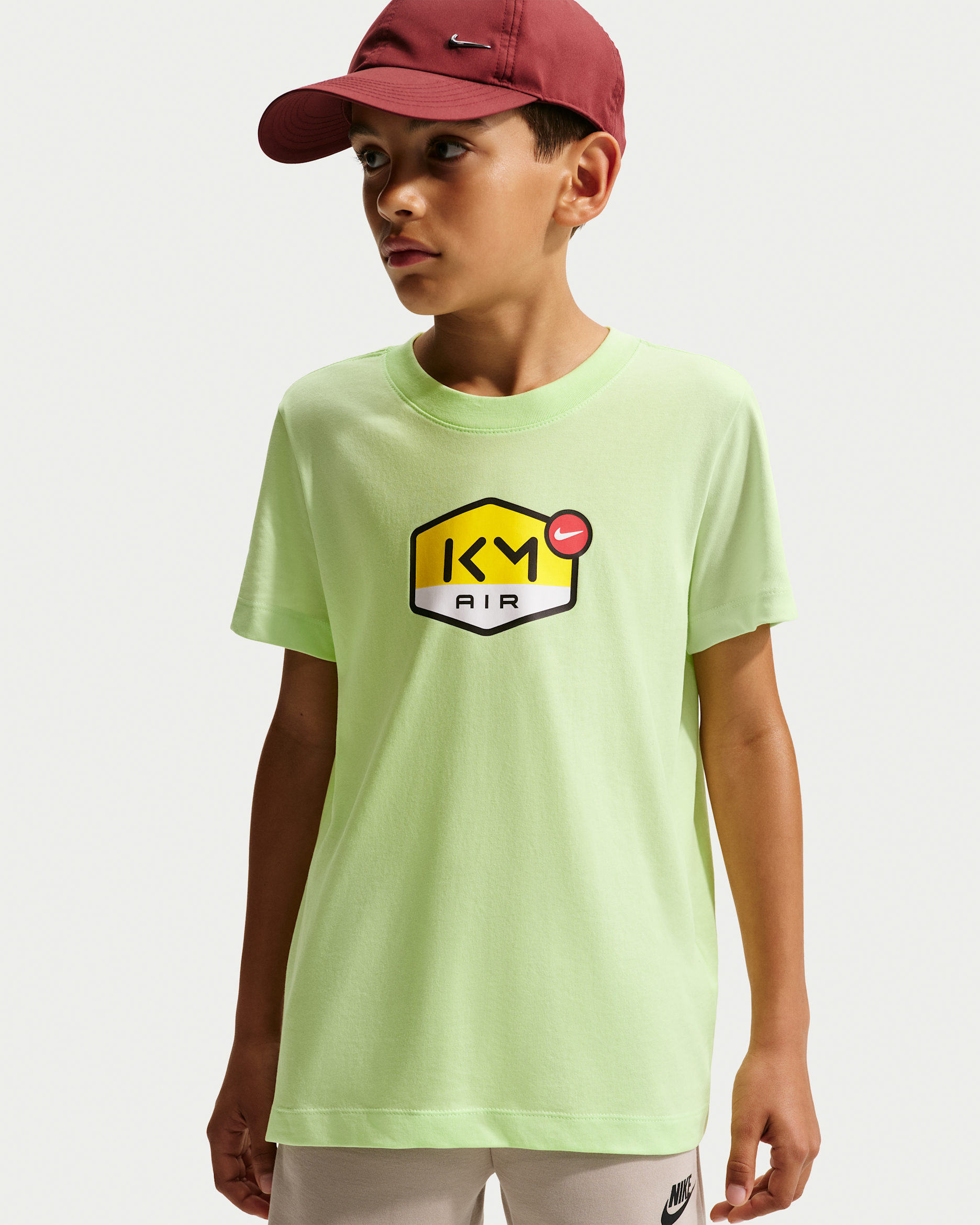 Playera Dri-FIT para niños talla grande Kylian Mbappé - Lima líquida claro