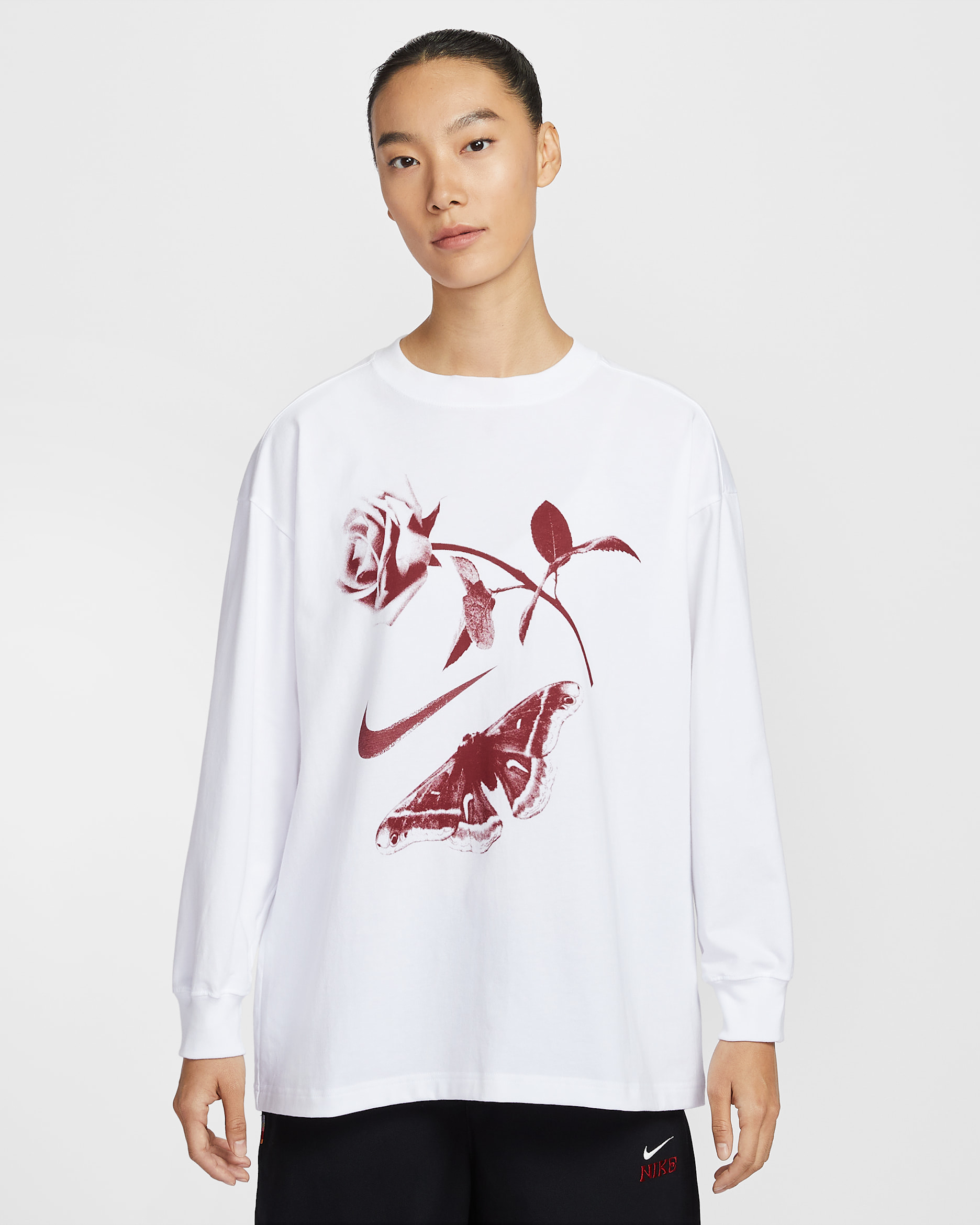 ナイキ スポーツウェア ウィメンズ オーバーサイズド ロングスリーブ Tシャツ - ホワイト