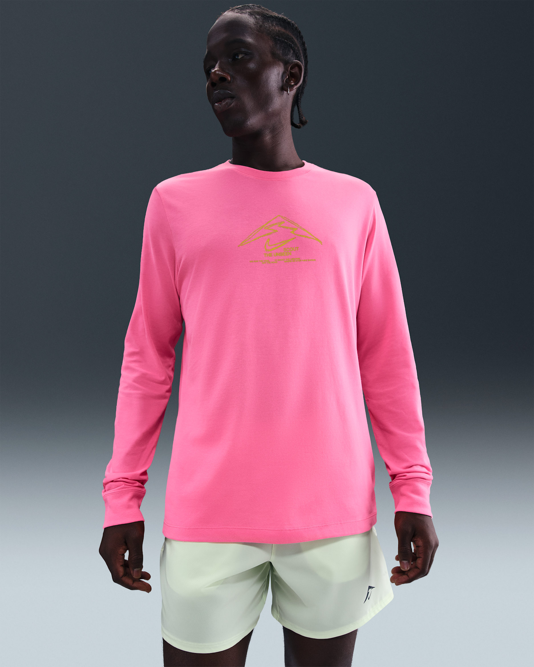 Playera de correr de manga larga Dri-FIT para hombre Nike Trail - Rosa paleta