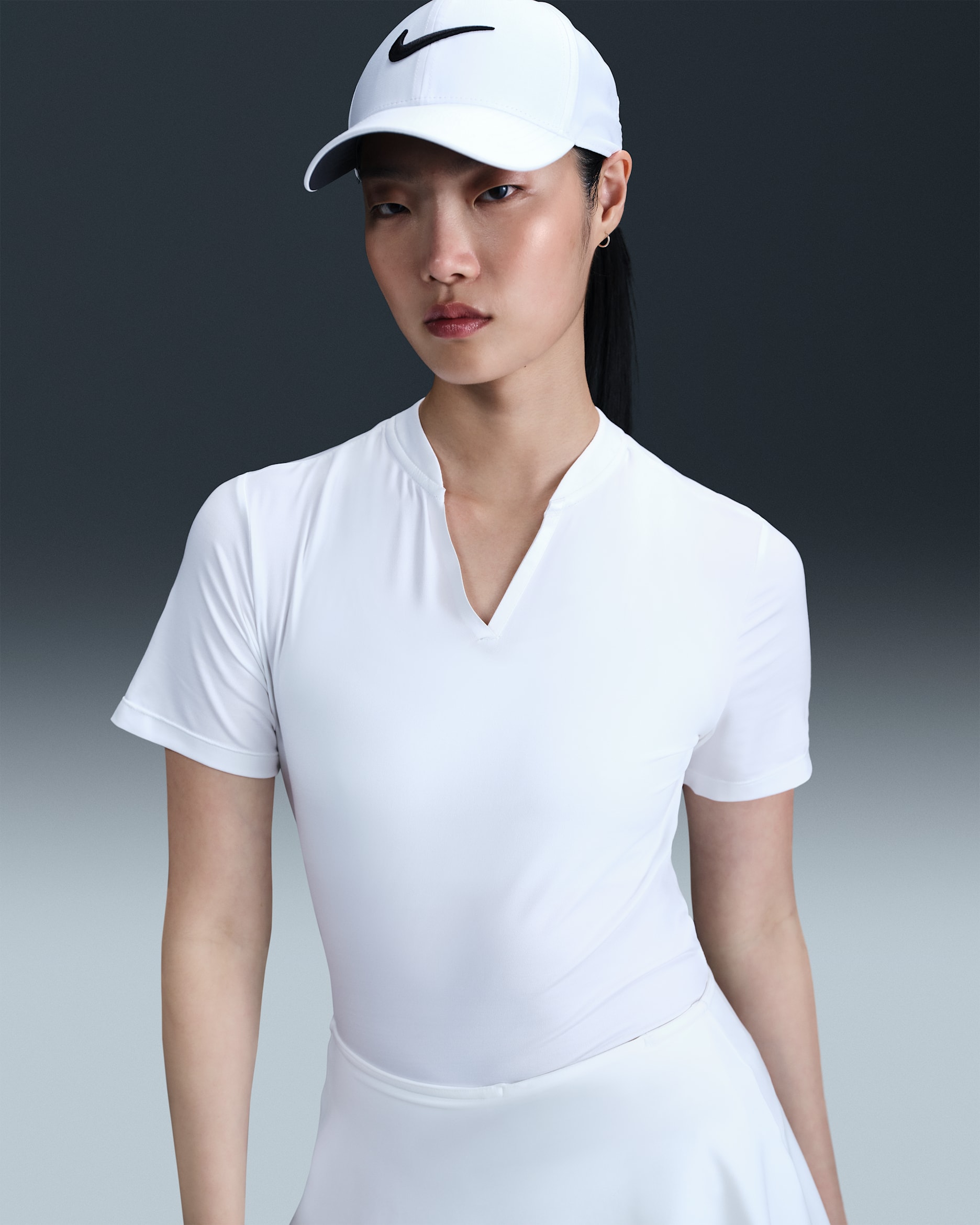 Nike Tour Women's Dri-FIT Short-Sleeve Blade Golf Polo - White/White/Black