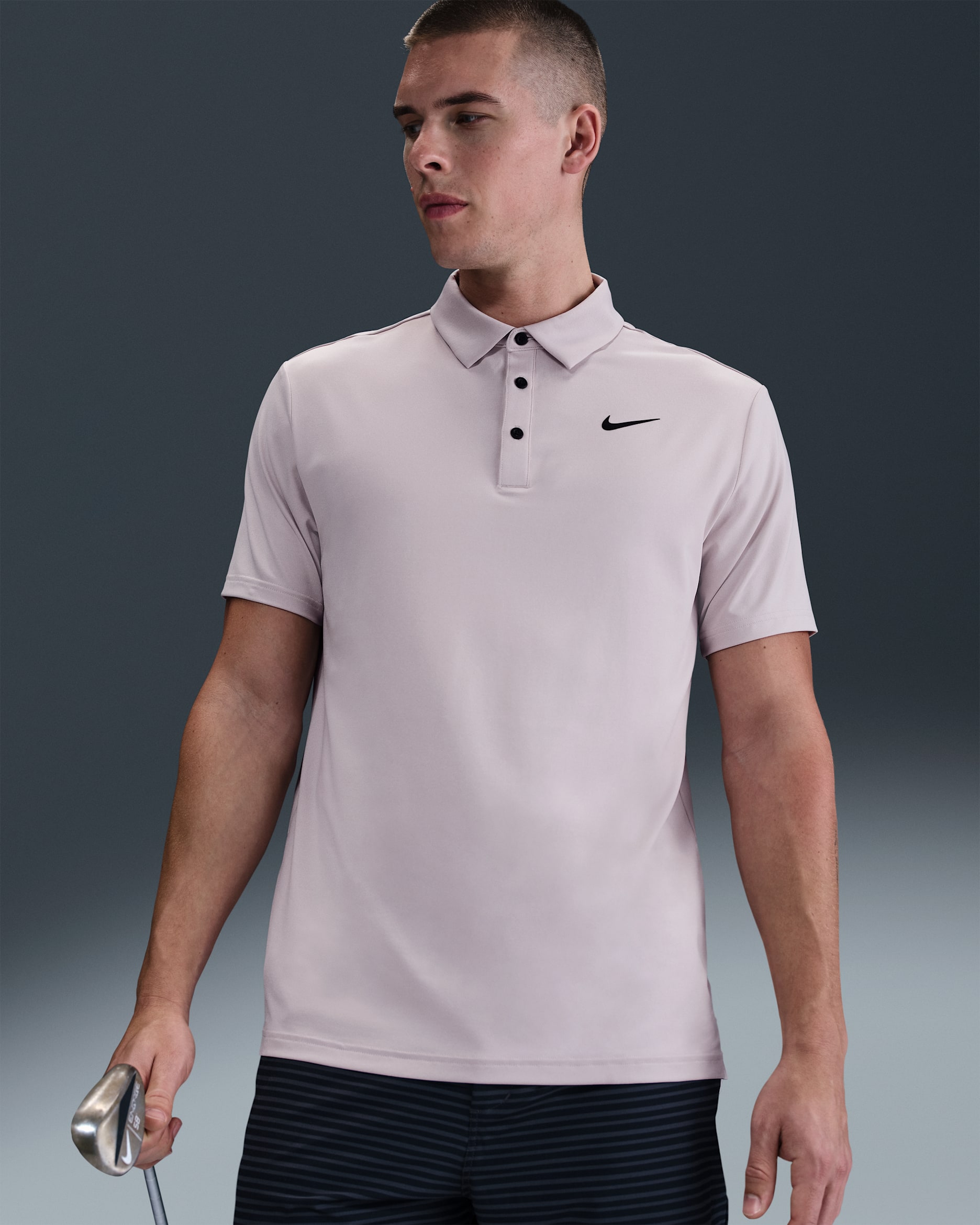 Nike Tour Men's Dri-FIT Heathered Golf Polo - Platinum Violet/Black