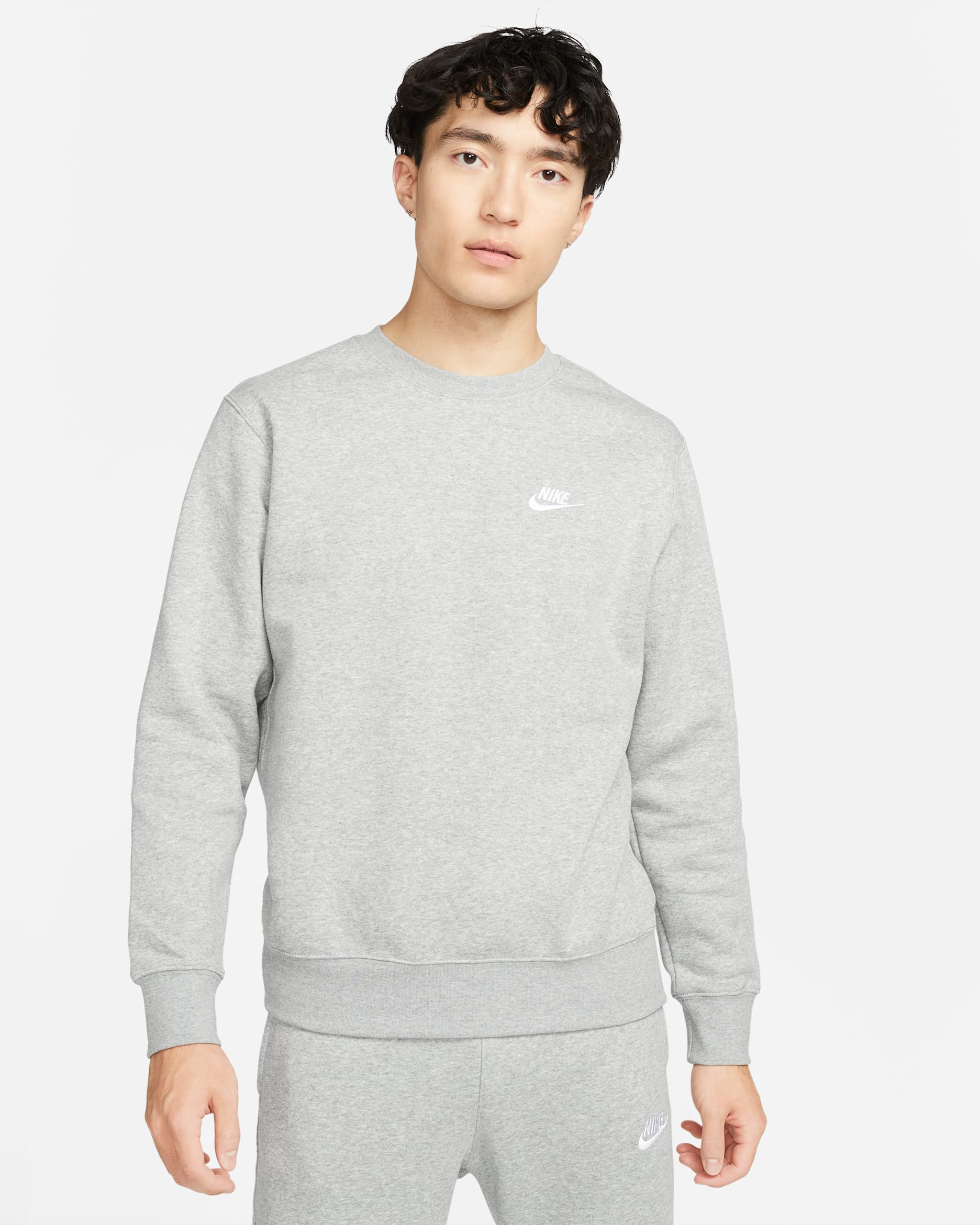 나이키 스포츠웨어 클럽 플리스 크루 - 다크 그레이 헤더/화이트
