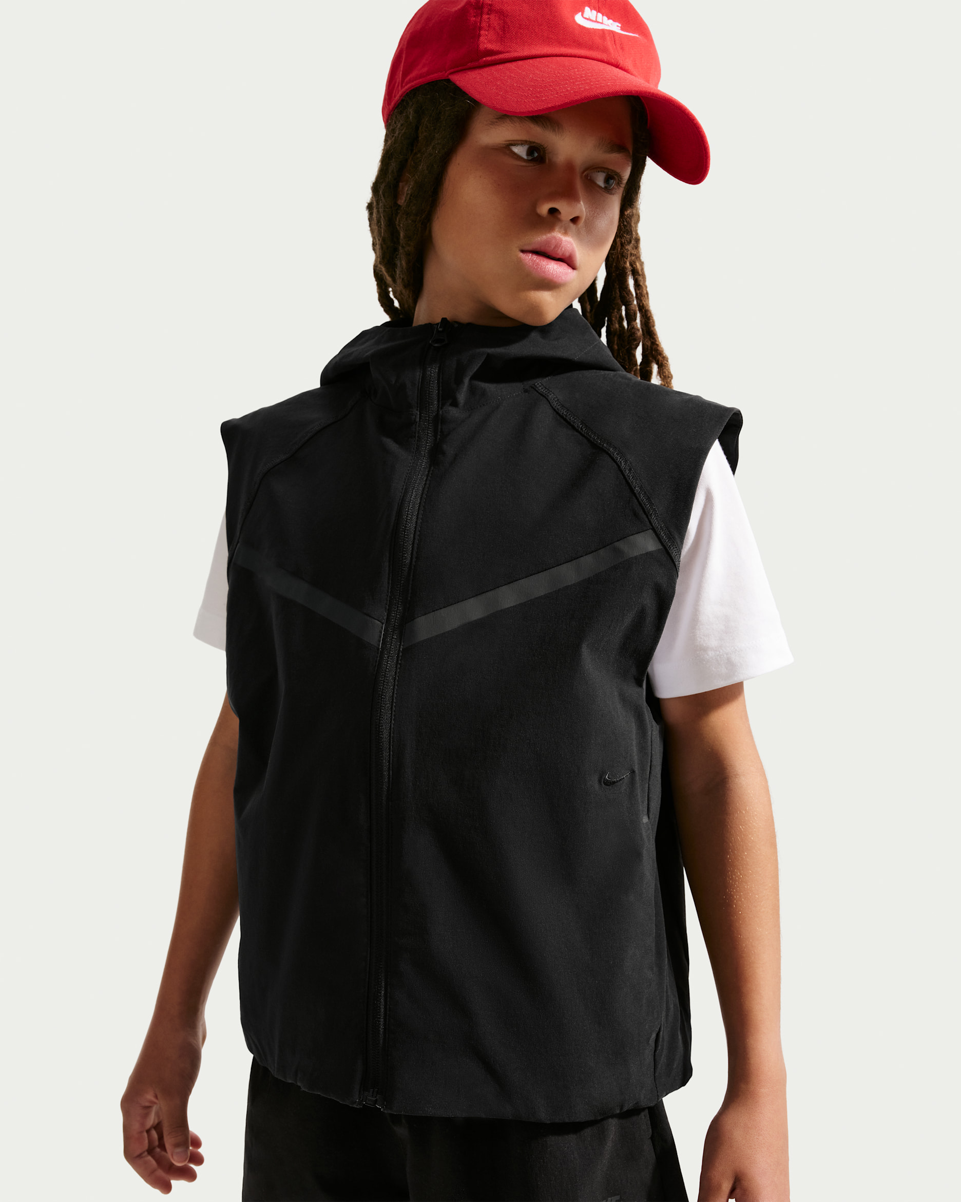 Vevd Nike Sportswear Tech-vest til store barn (gutt) - Svart/Svart