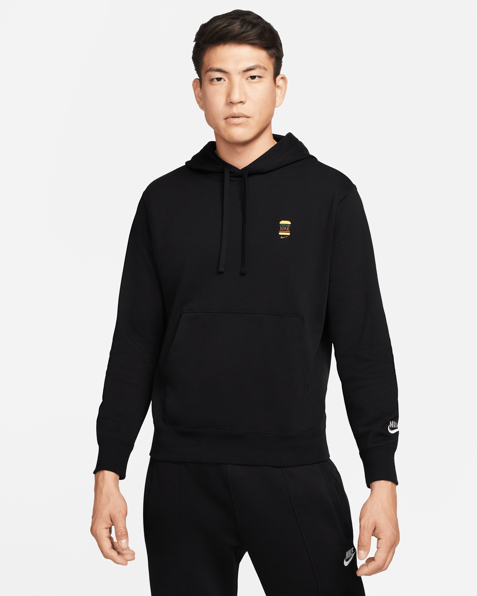 Nike Sportswear Men's French Terry Pullover Hoodie - Black/Light Silver