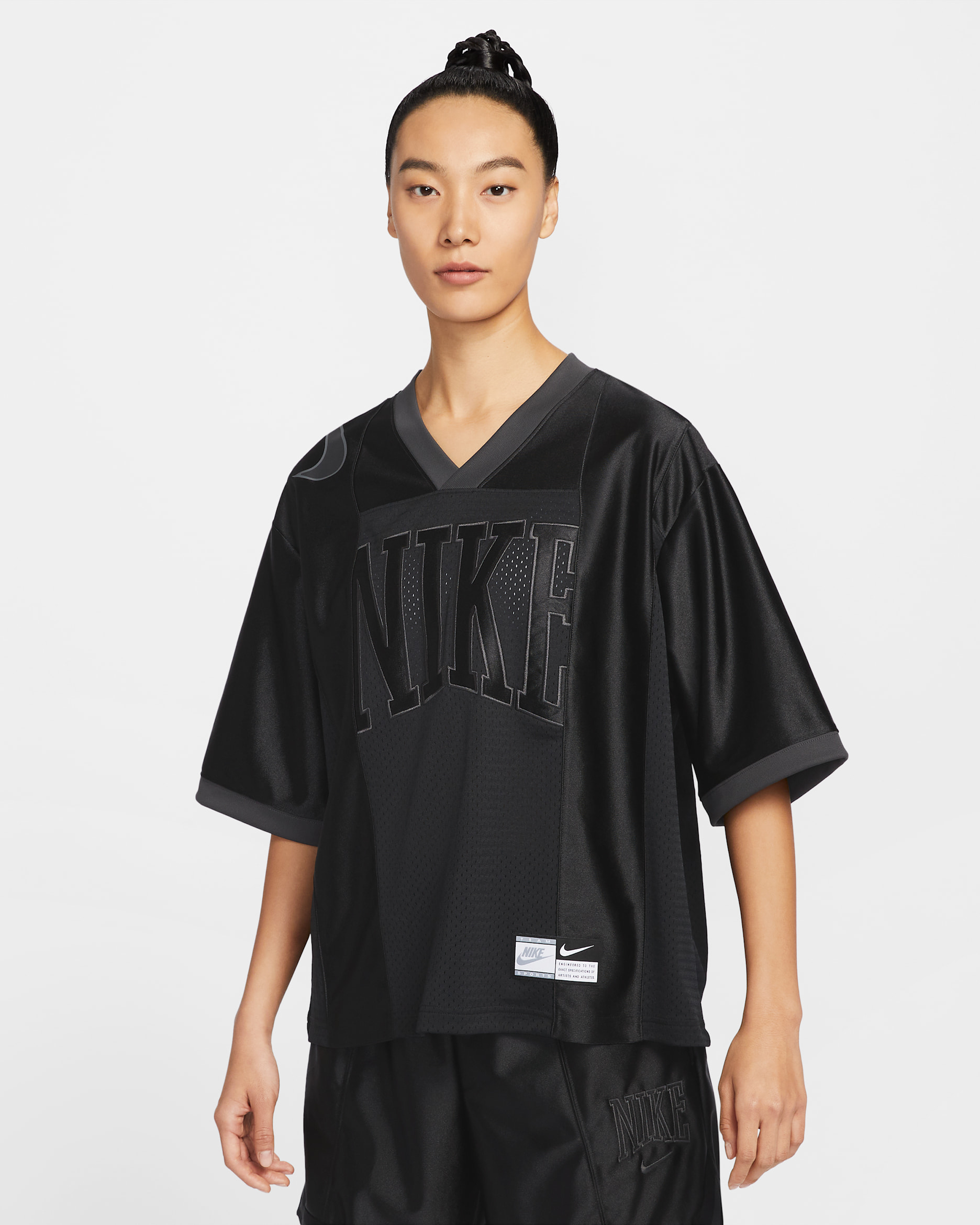 나이키 스포츠웨어 스트리트 여성 오버사이즈 반팔 그래픽 저지 - 블랙/앤트러사이트