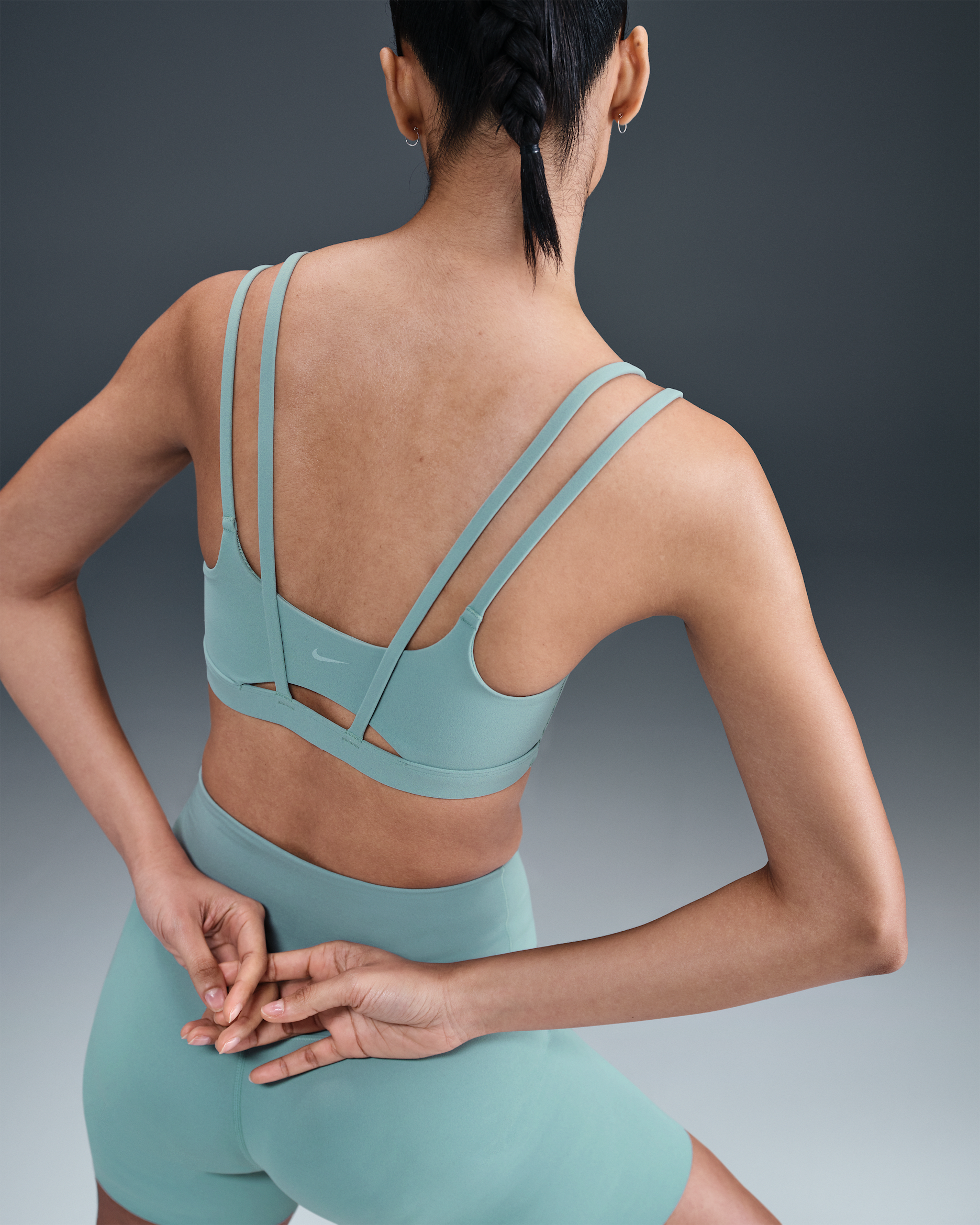 Brassière de sport rembourrée à maintien léger Nike Zenvy Strappy pour femme - Cannon/Blanc