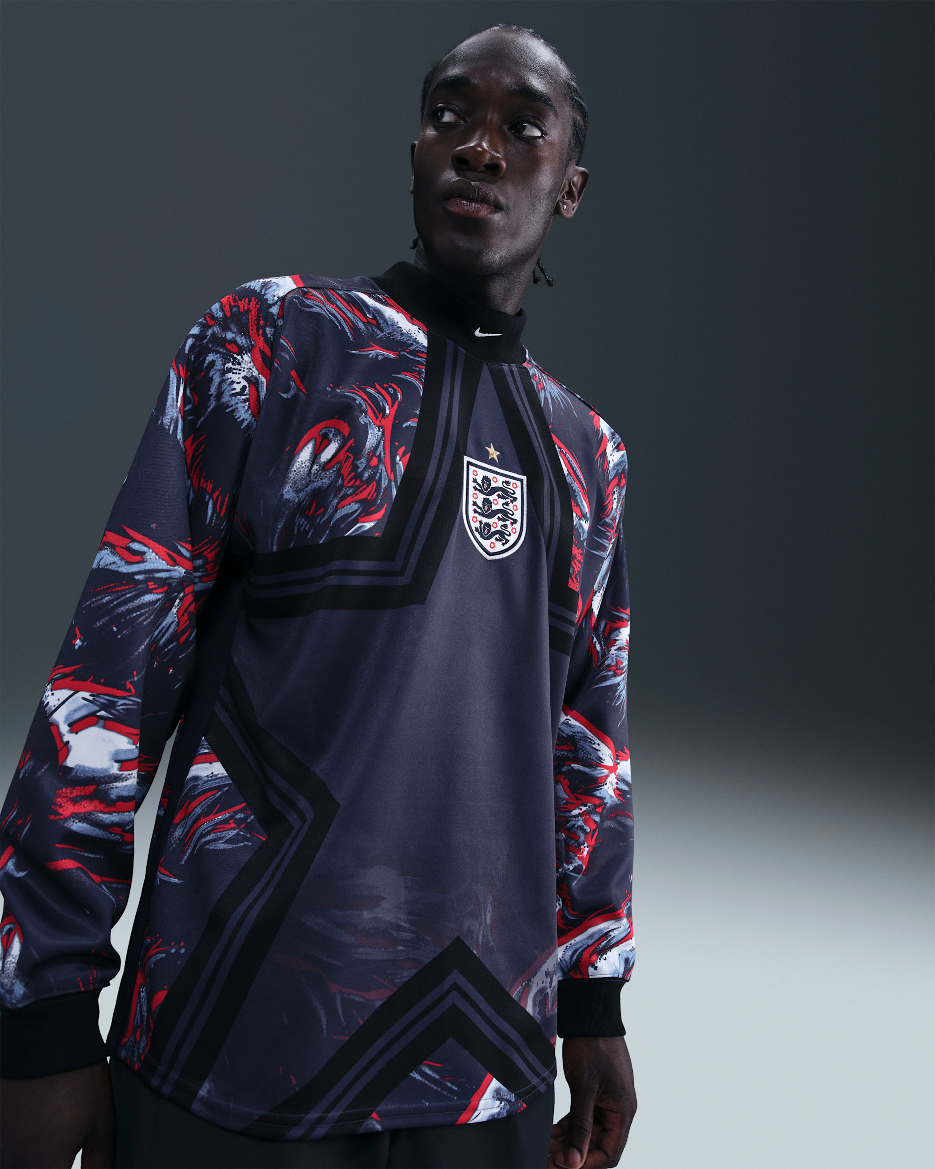 Fotbollströja målvakt England Authentic Nike för män - Svart/Obsidian/Vit