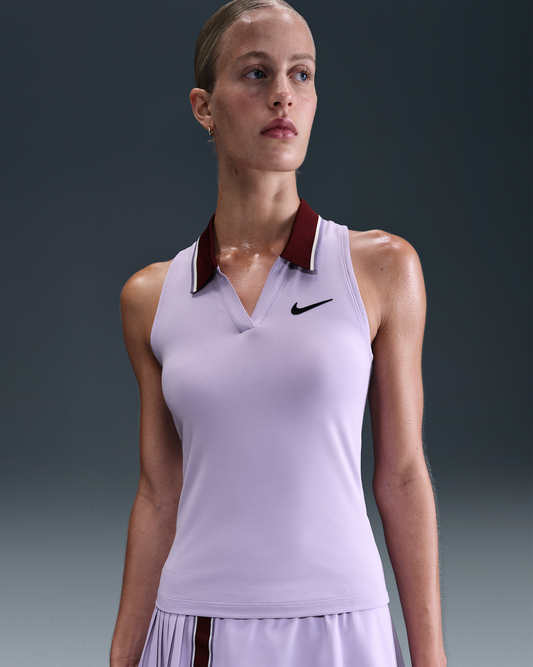 NikeCourt Slam Women's Dri-FIT Tennis Tank Top - Hydrangeas/Dark Team Red/Black