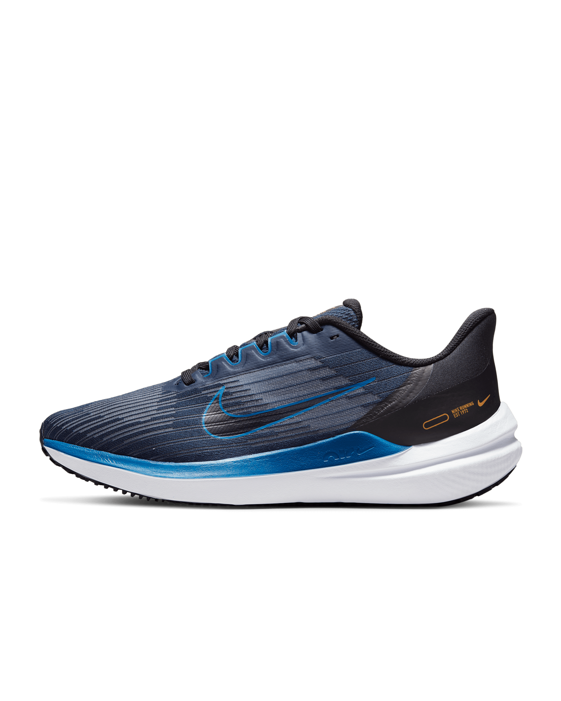 Nike Winflo 9 Men's Road Running Shoes - Obsidian/Black/White/Dark Marina Blue