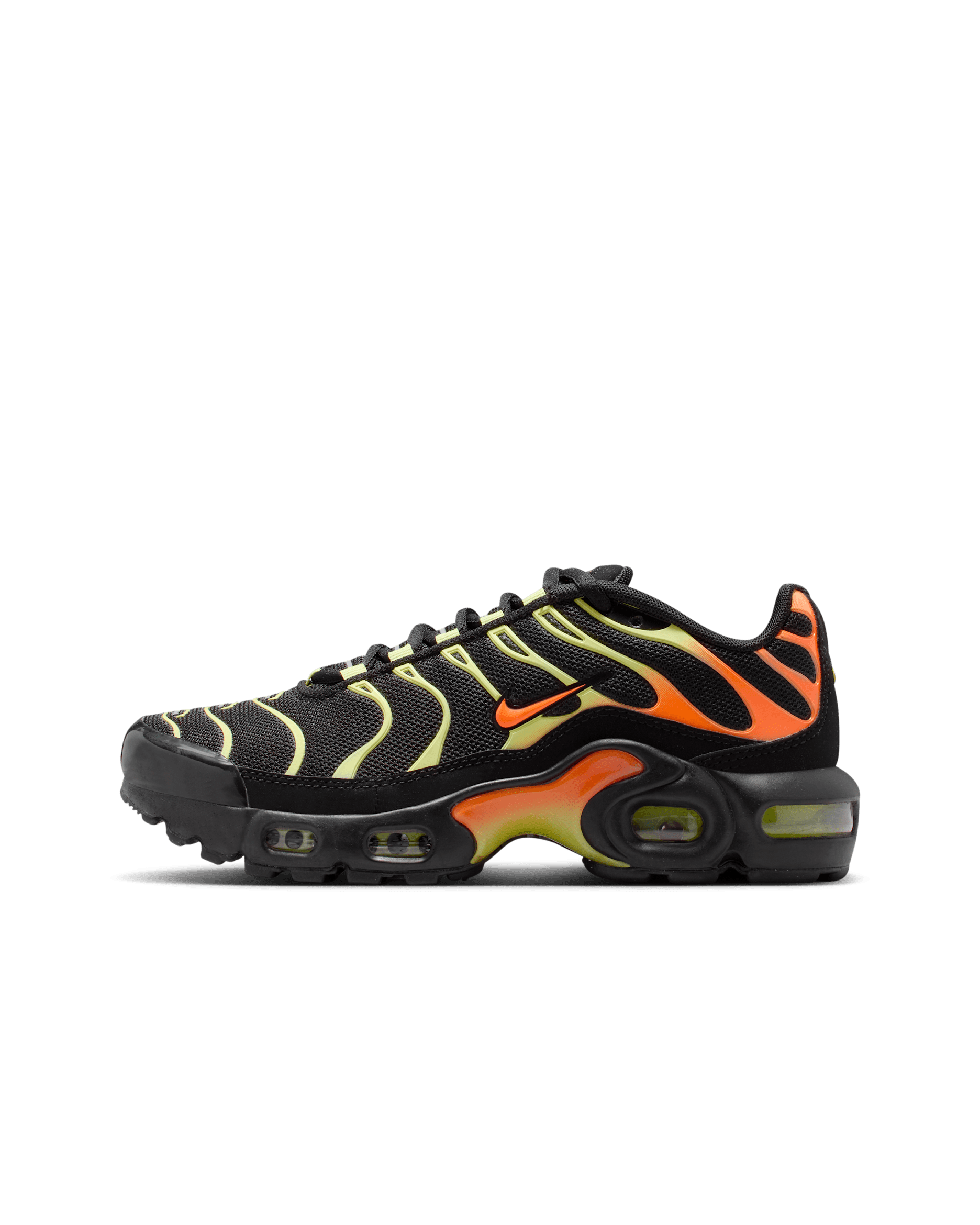 Nike Air Max Plus Schuh (ältere Kinder) - Schwarz/Limelight/Hyper Crimson