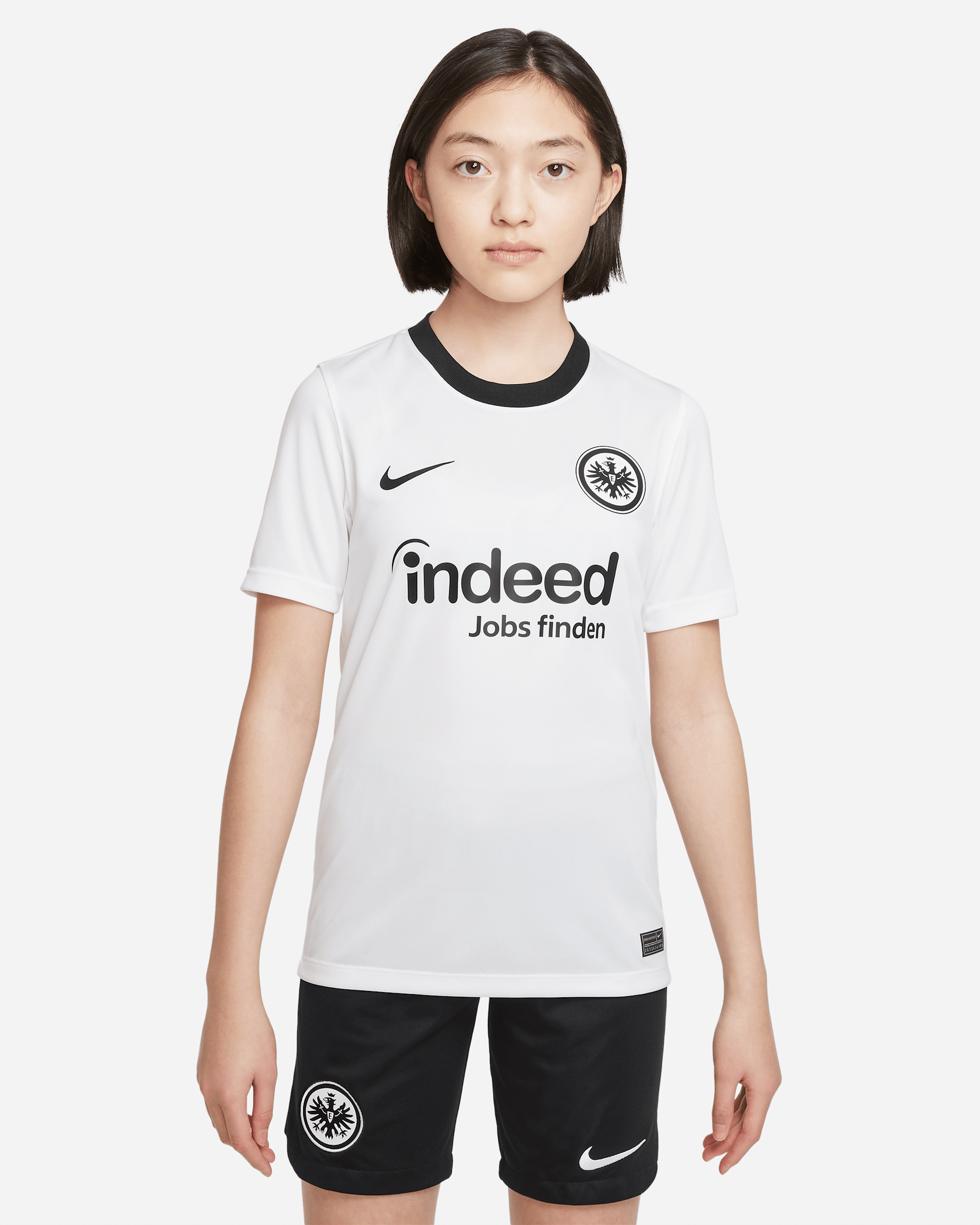 Eintracht Frankfurt 2022/23 Home Older Kids' Nike Dri-FIT Short-Sleeve Football Top - White/Black