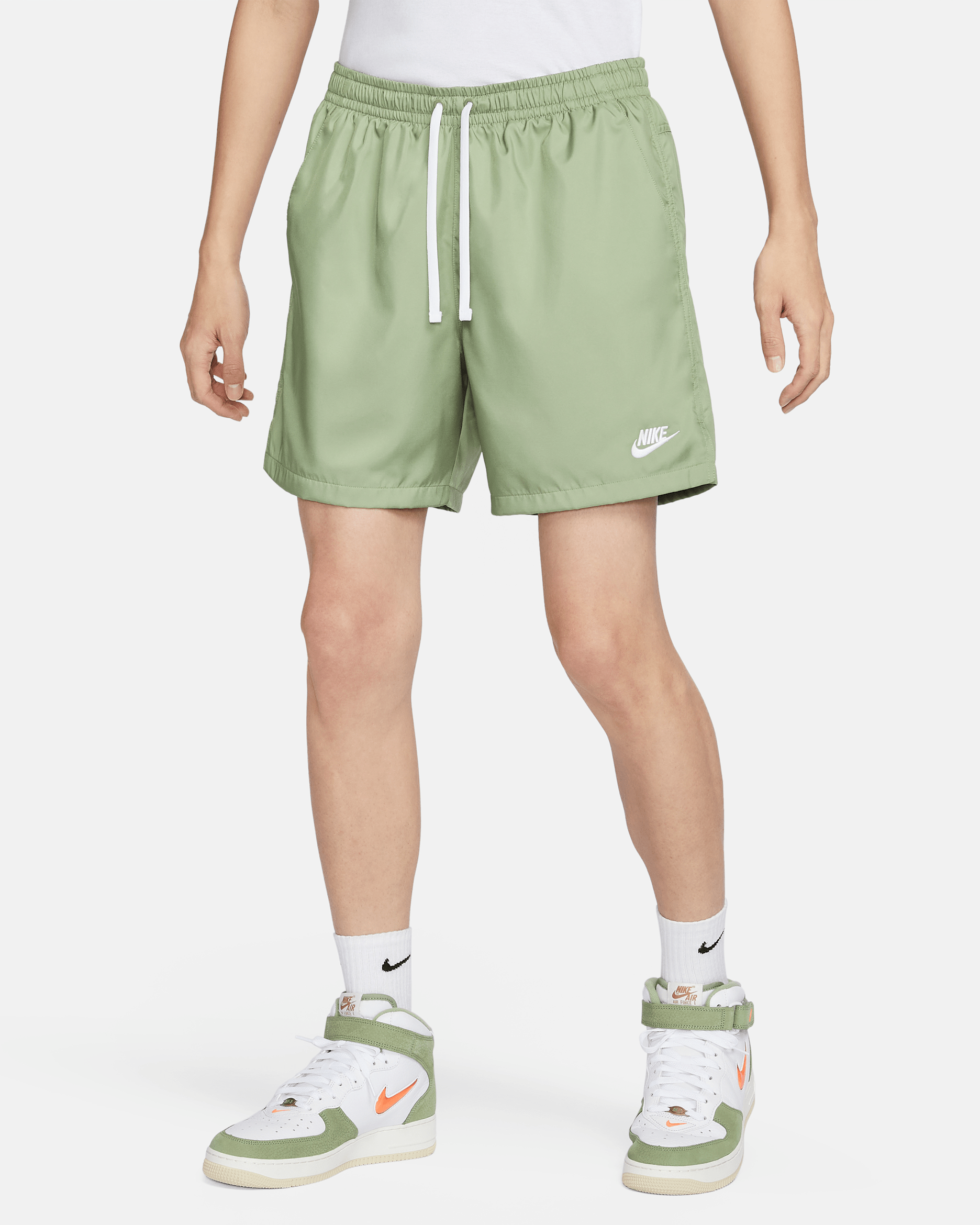 Nike Sportswear Men's Woven Flow Shorts - Oil Green/White