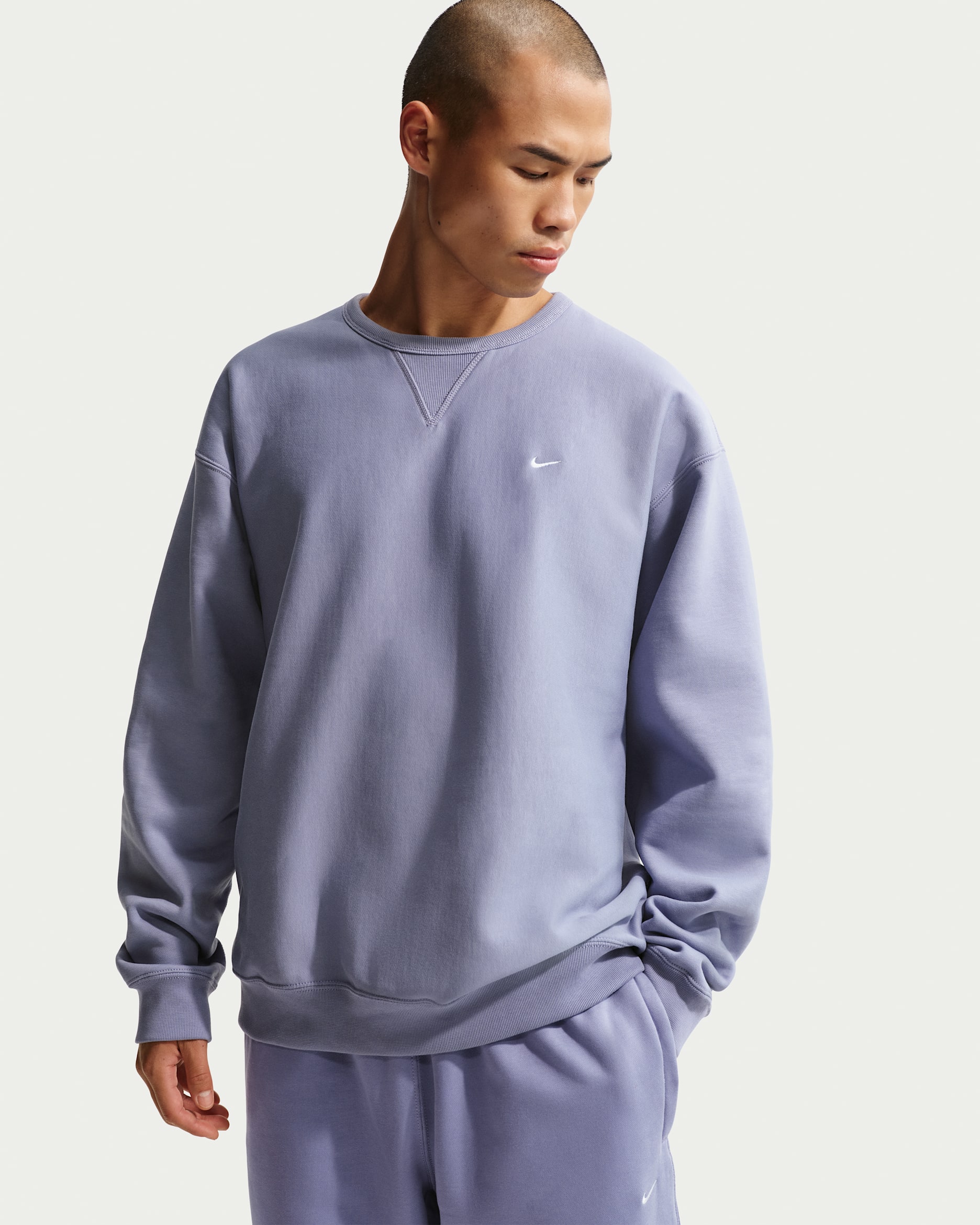 Nike Solo Swoosh Men's Fleece Crew - Iron Purple/White