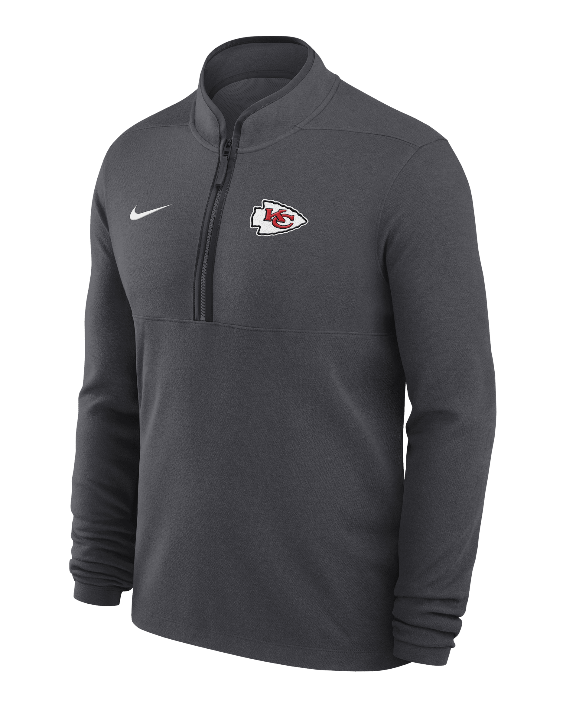 Kansas City Chiefs Logo Victory Men's Nike Dri-FIT NFL 1/2-Zip Long-Sleeve Top - Anthracite