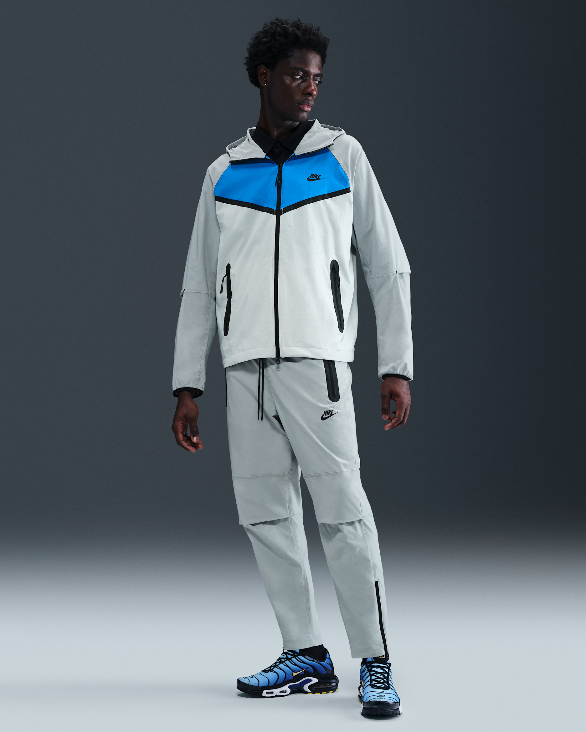 Nike Tech Men's Woven Open-Hem Trousers - Light Smoke Grey/Black