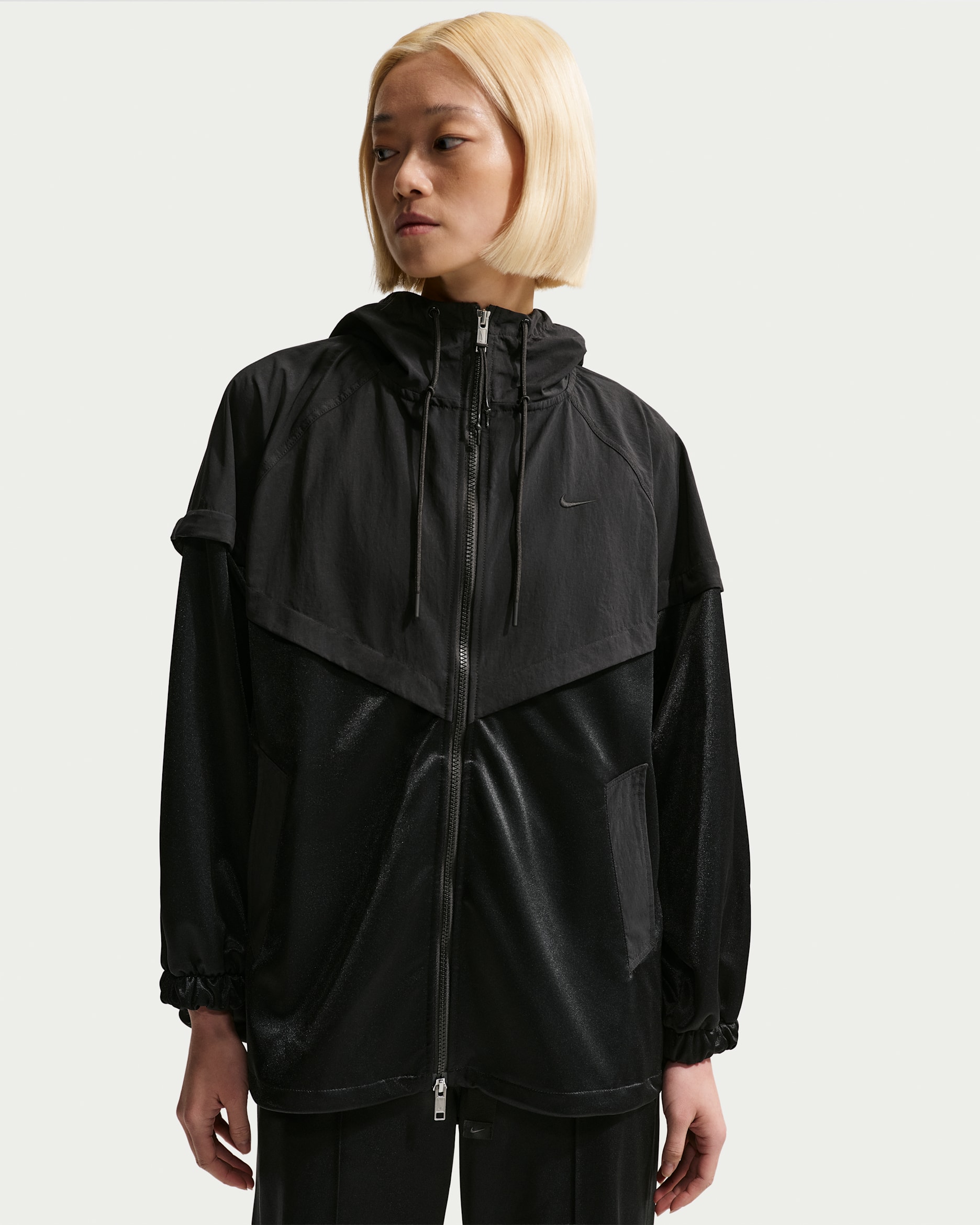 나이키 스포츠웨어 여성 오버사이즈 윈드러너 재킷 - 블랙/블랙/블랙