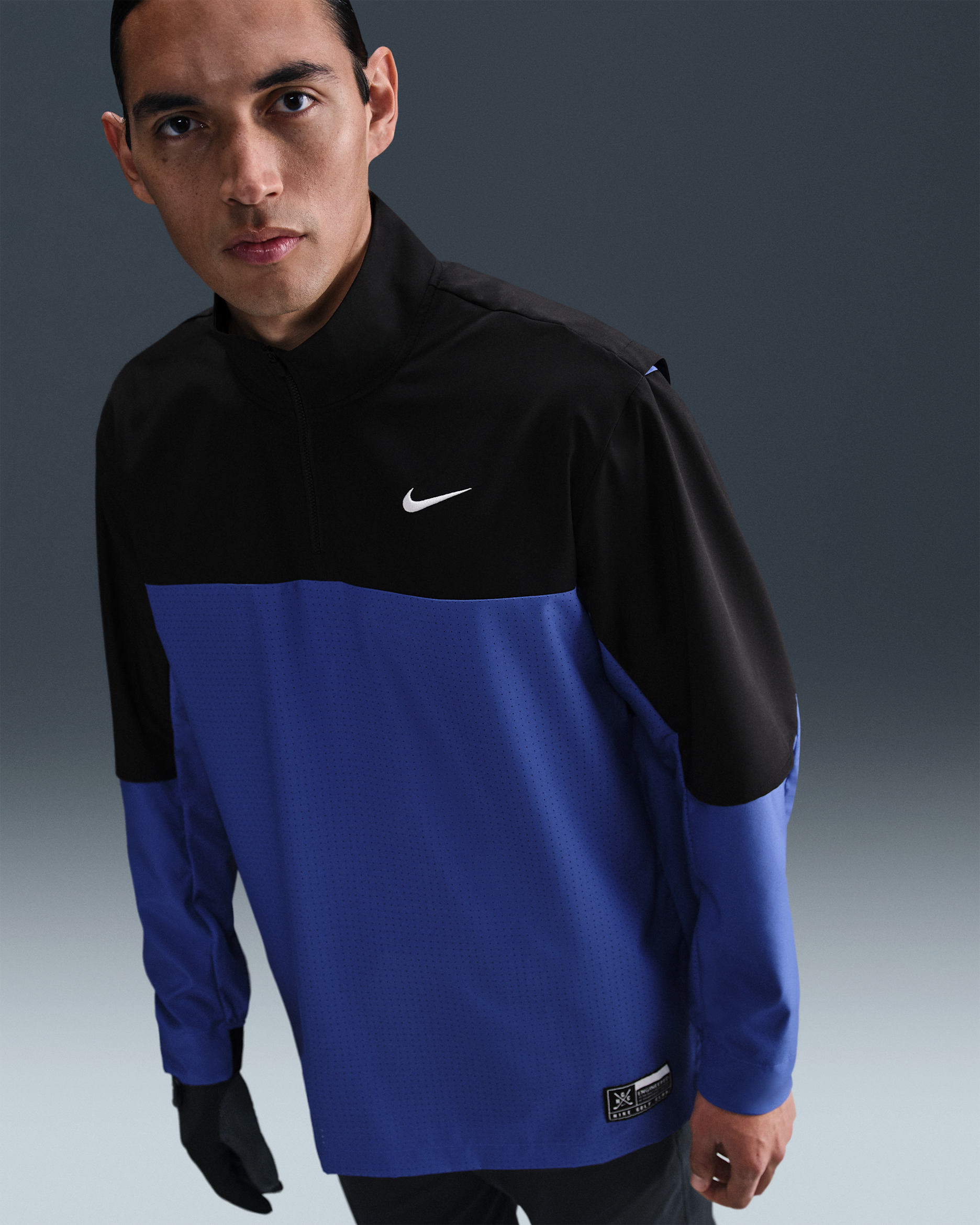 Nike Golf Club Men's Dri-FIT 1/2-Zip Golf Jacket - Astronomy Blue/Black/Black/White