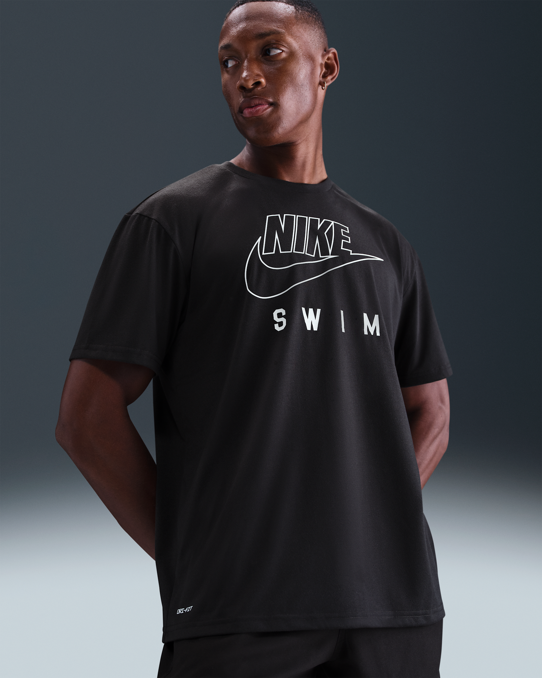 Nike Swim Swoosh Hydroguard Men's Short-Sleeve Top - Black
