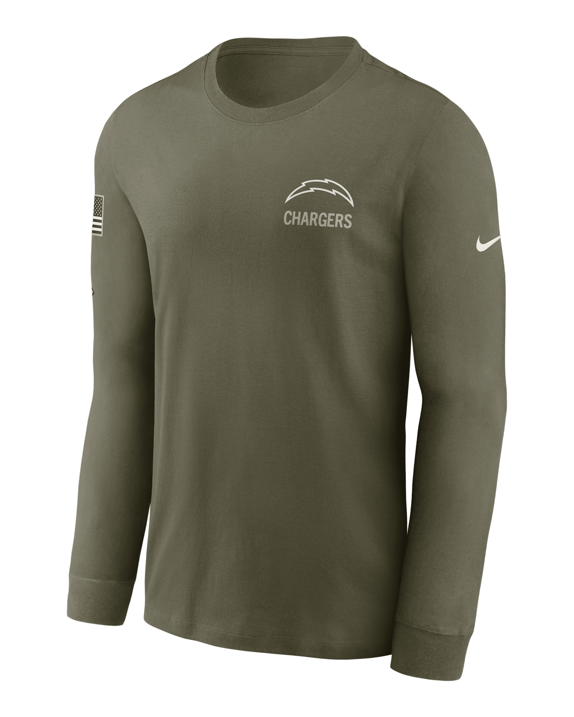 Playera de manga larga Nike de la NFL para hombre Los Angeles Chargers Salute to Service - Oliva