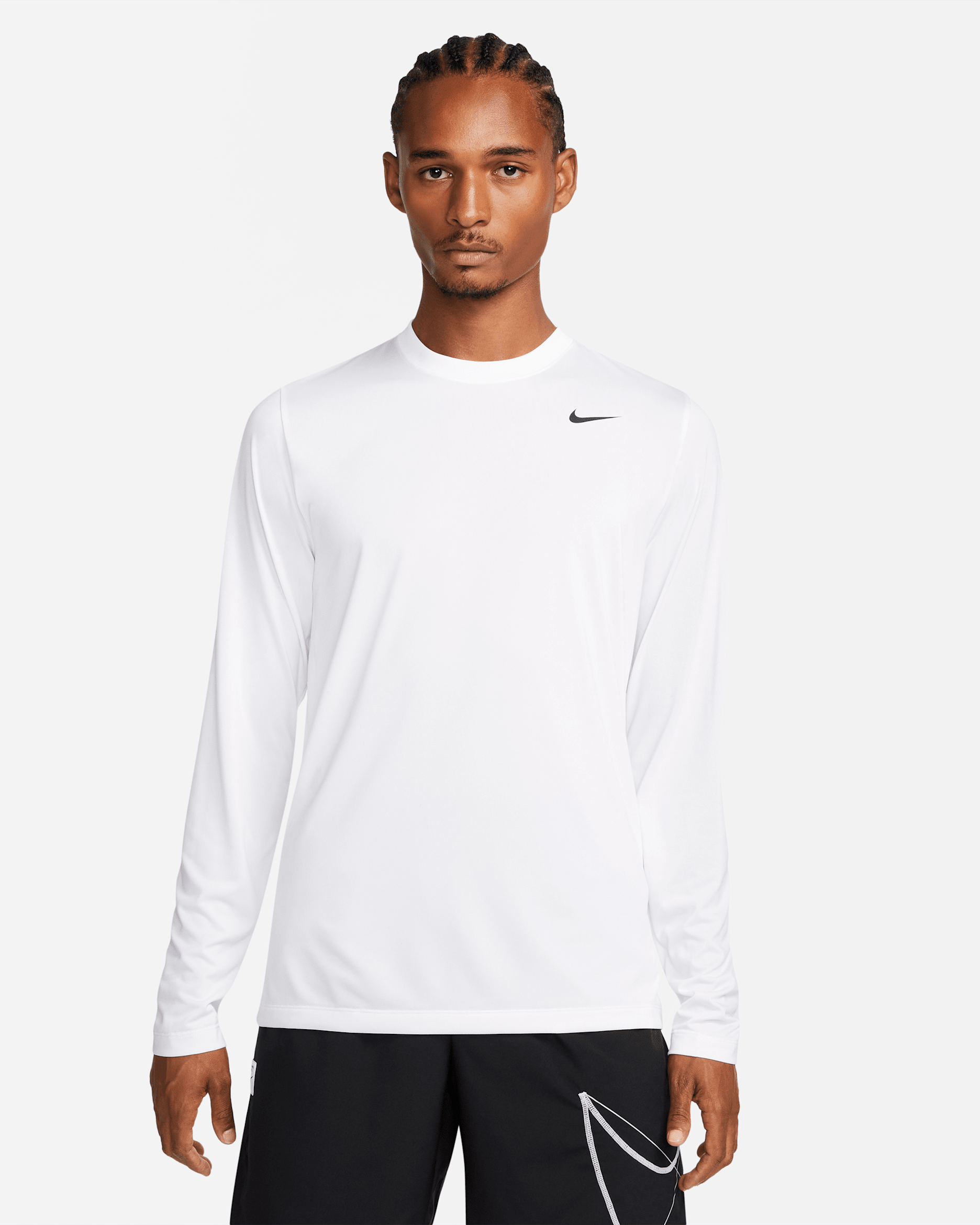 Nike Dri-FIT Legend Men's Long-Sleeve Fitness Top - White/Black