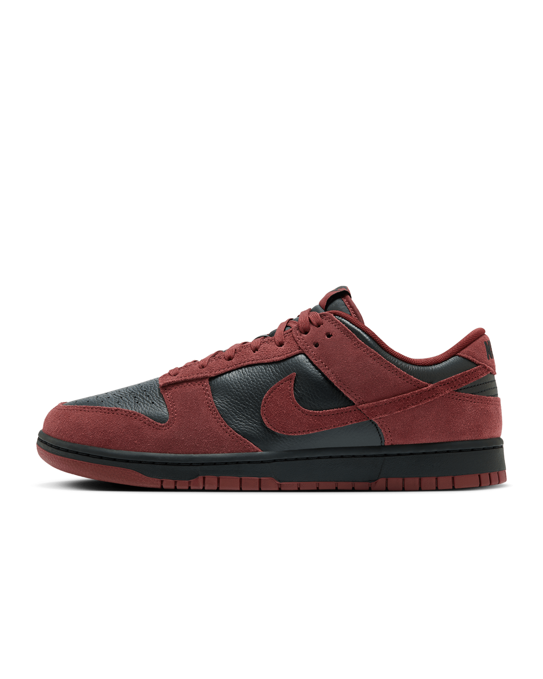 Tenis para hombre Nike Dunk Low Retro SE Leather/Suede - Negro/Rojo team oscuro