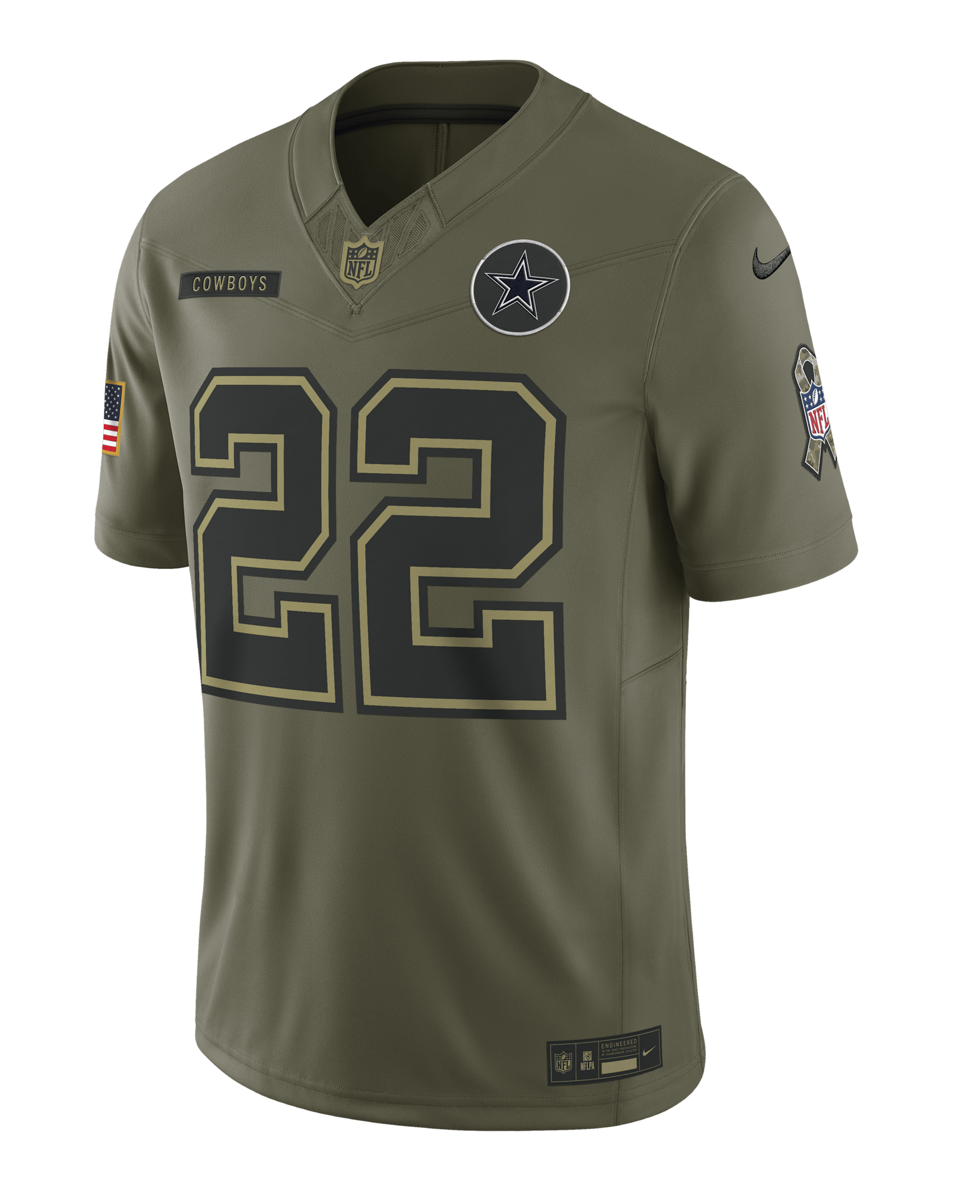 Emmitt Smith Dallas Cowboys Salute to Service Retired Men's Nike Dri-FIT NFL Limited Jersey - Olive